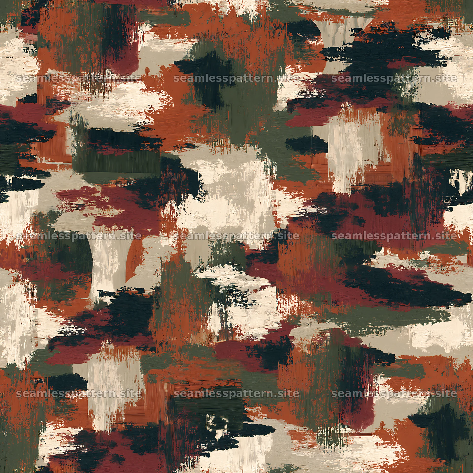 Seamless urban camouflage brushstroke pattern in earthy tones