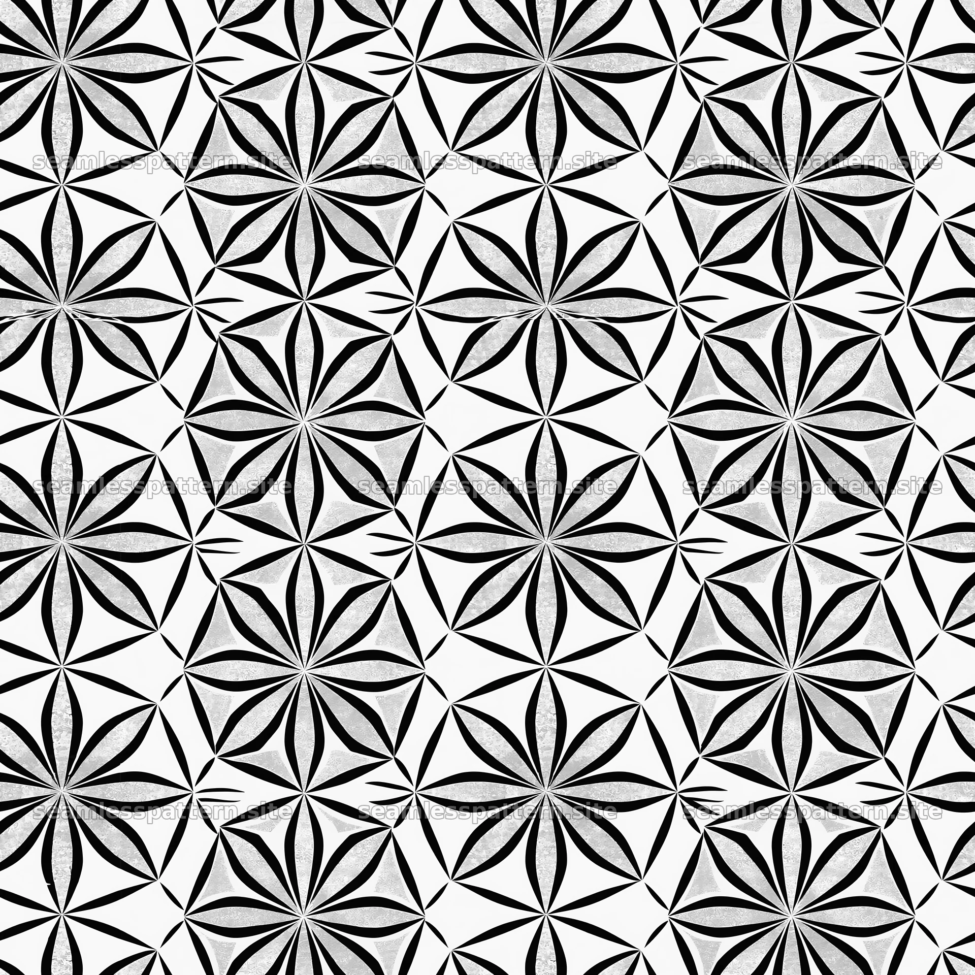 Seamless flower of life geometric pattern in black and white