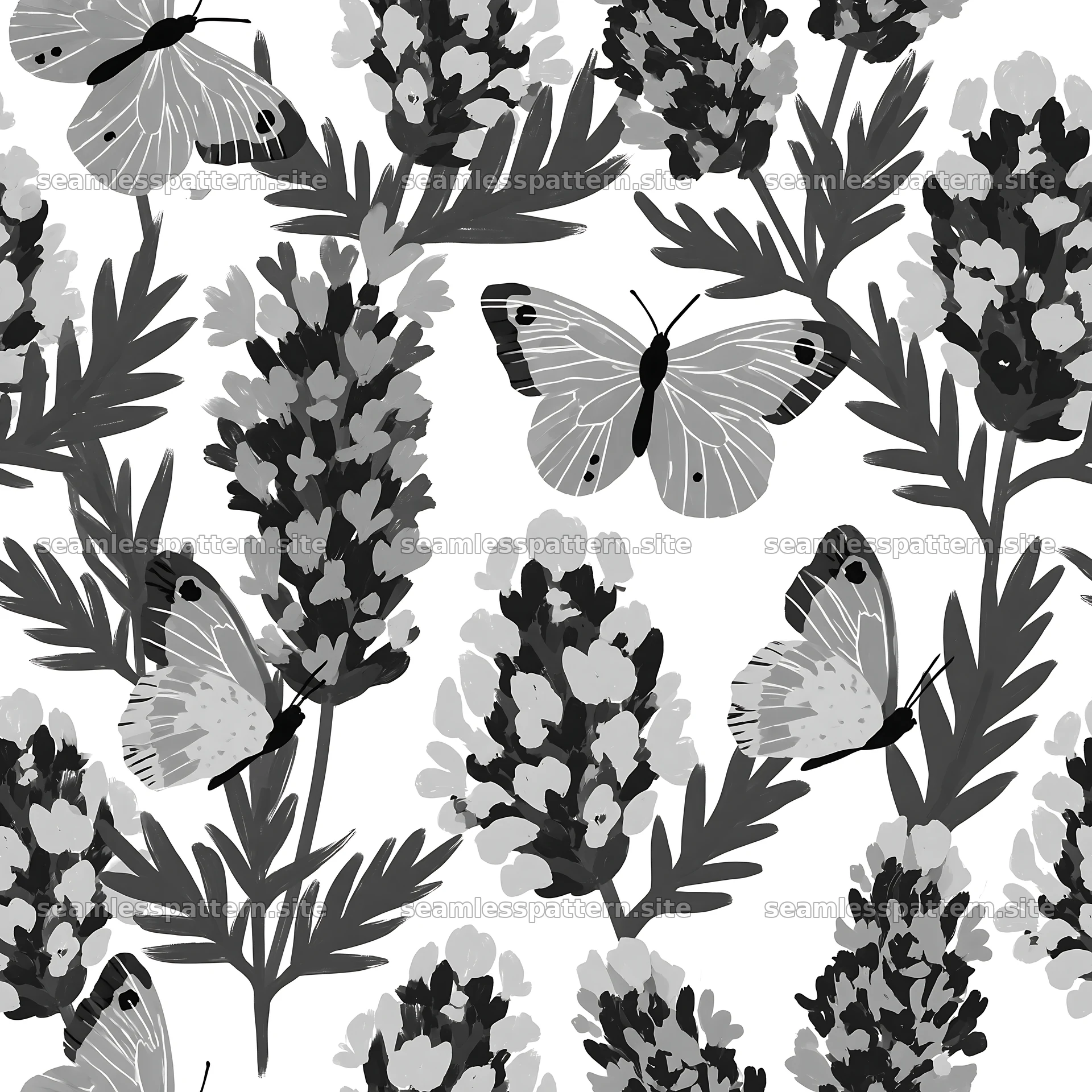 Butterfly and lavender seamless pattern for fabric and wallpaper