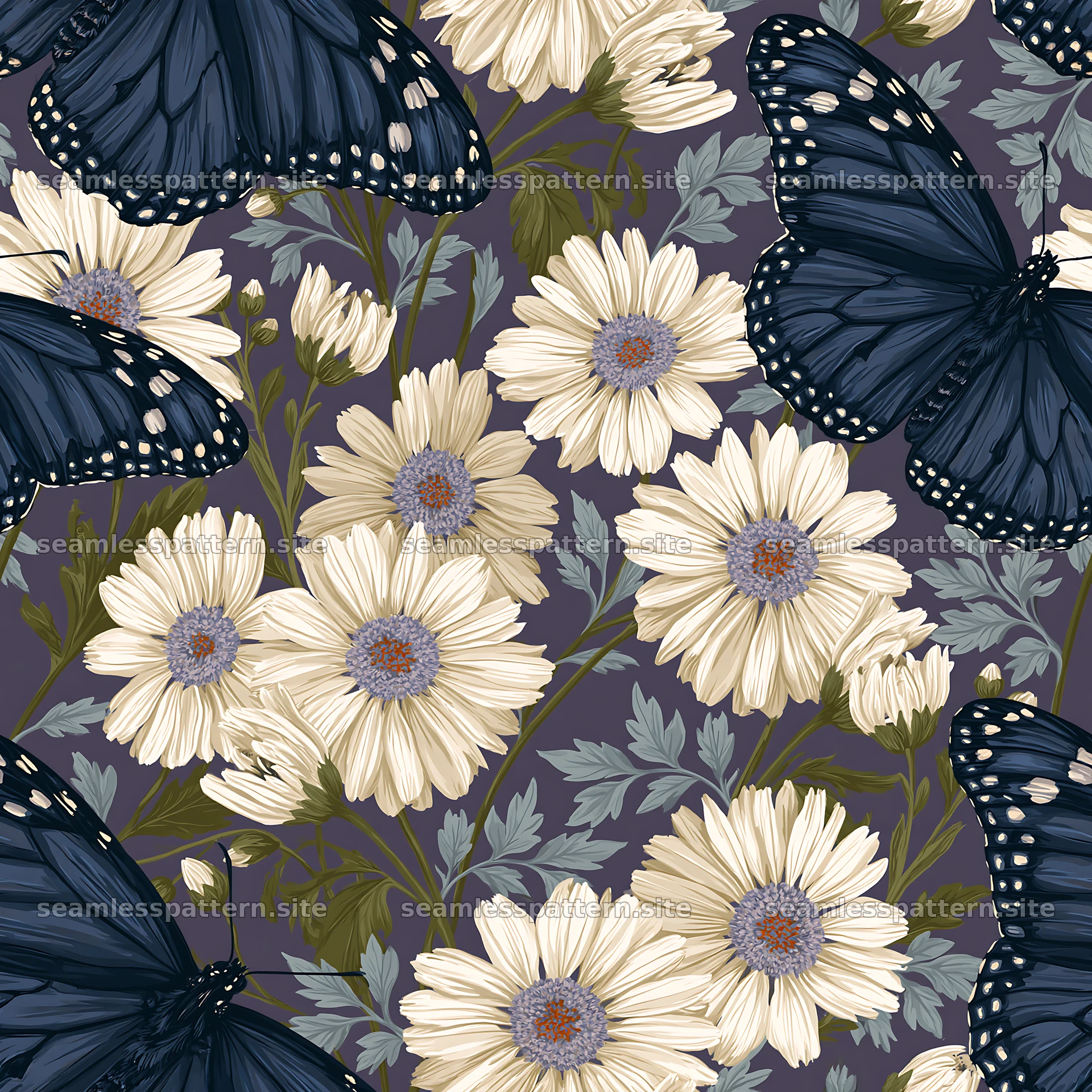 Butterfly and daisy seamless pattern for fabric and wallpaper