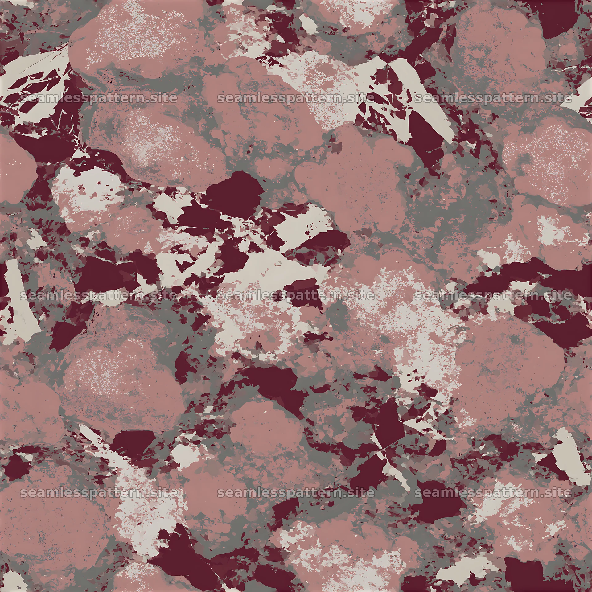 Repeating camouflage marble pattern with shades of pink and gray