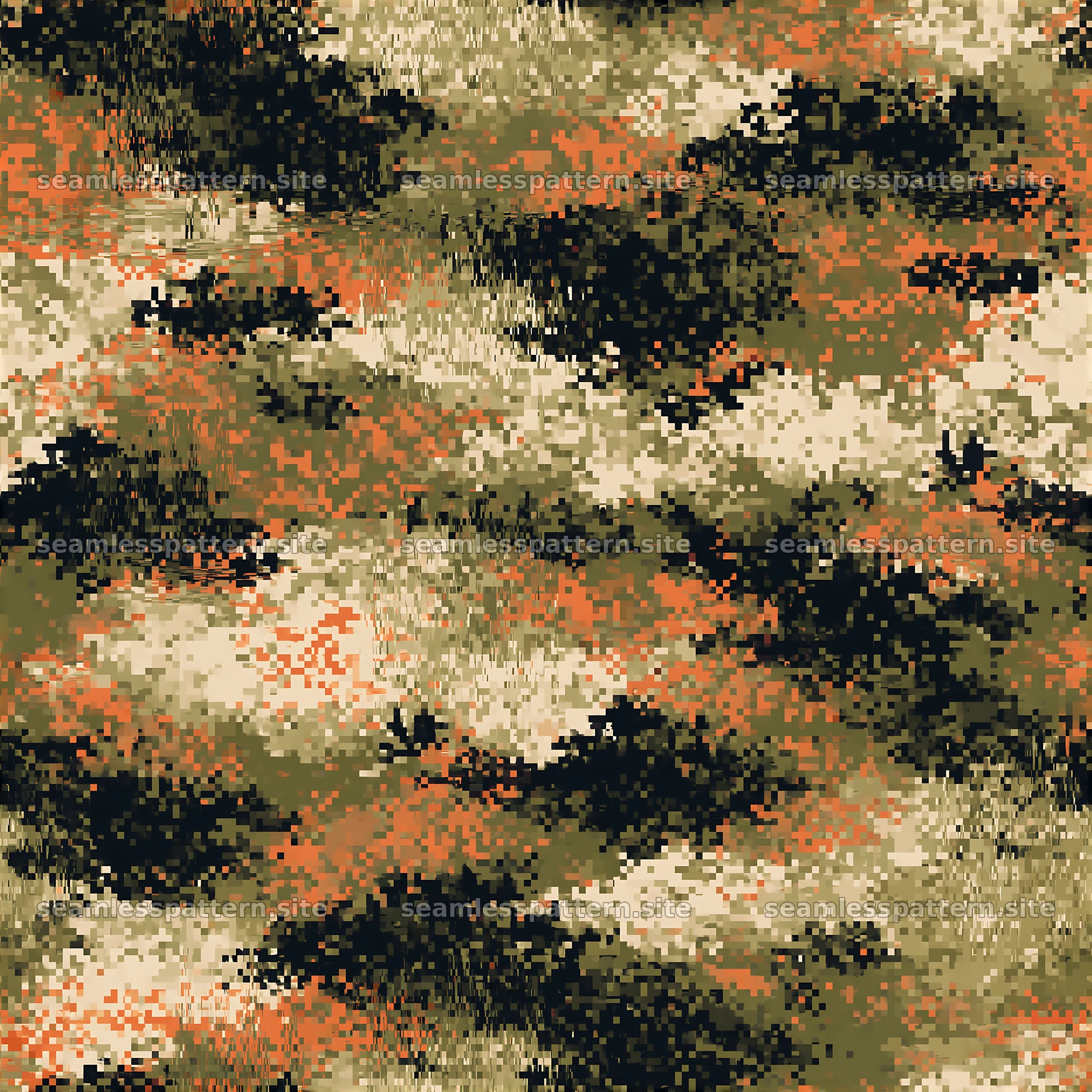 Seamless digital camouflage pattern in earthy tones