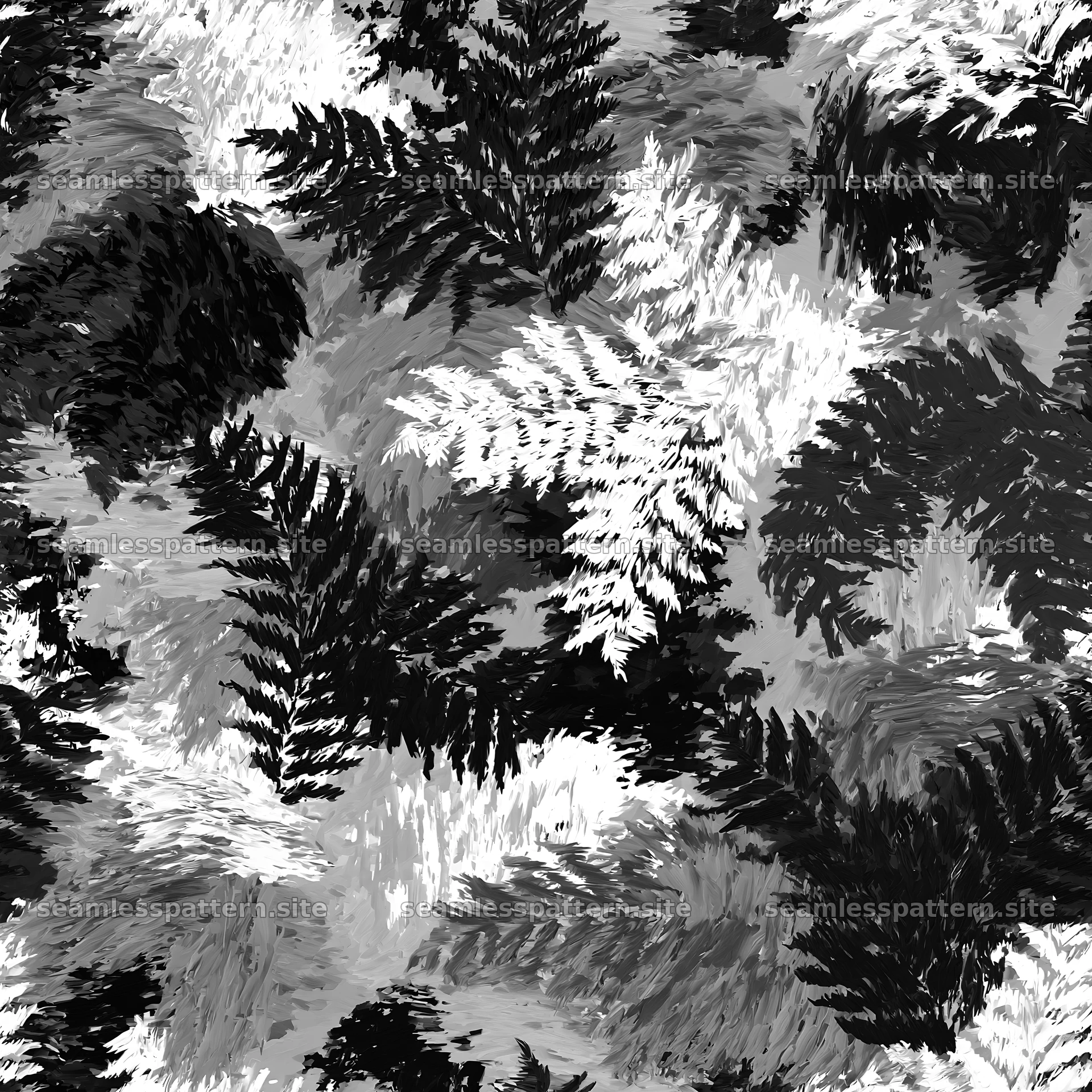 Seamless military camouflage brushstroke pattern in monochrome