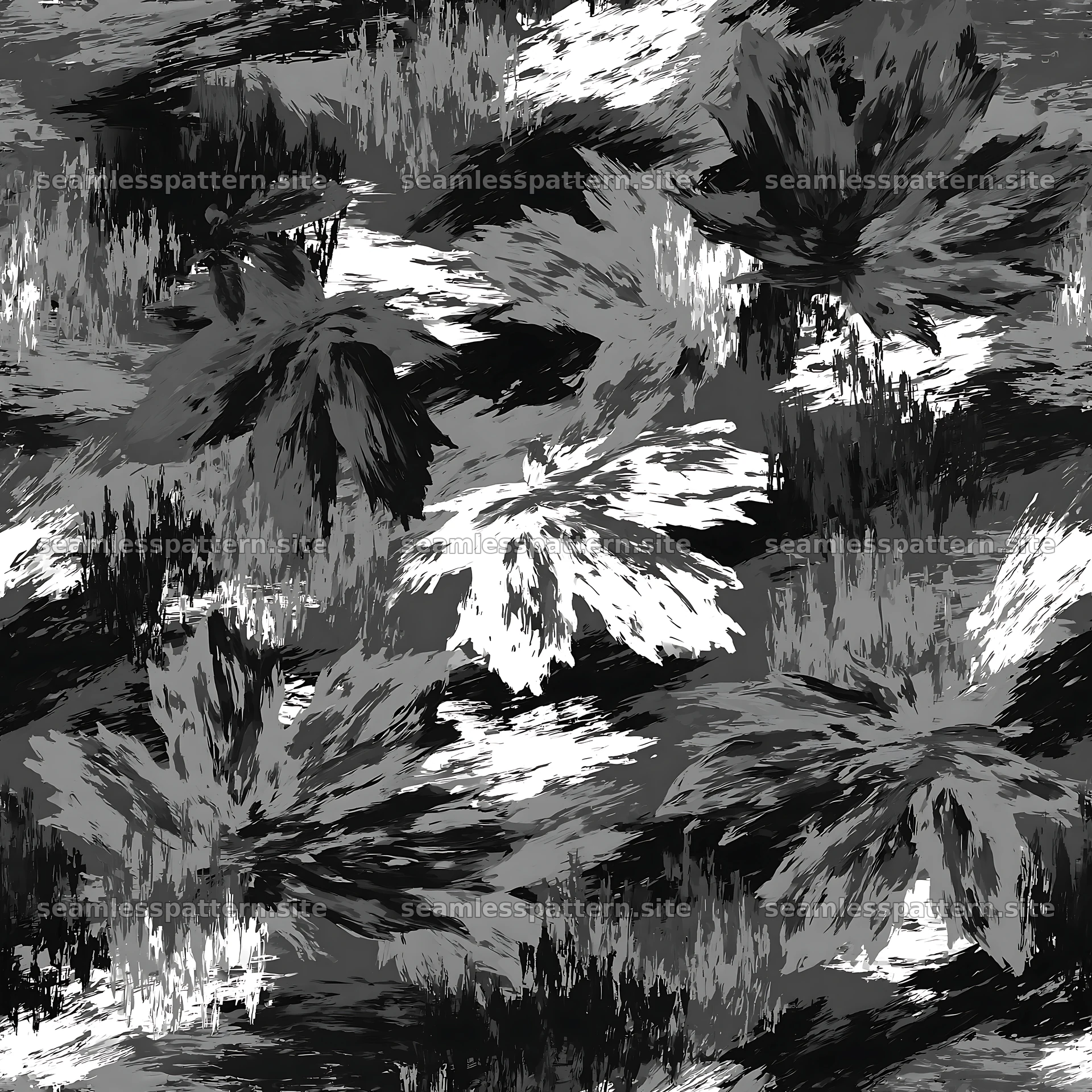 Seamless woodland camouflage brushstroke pattern for fabric