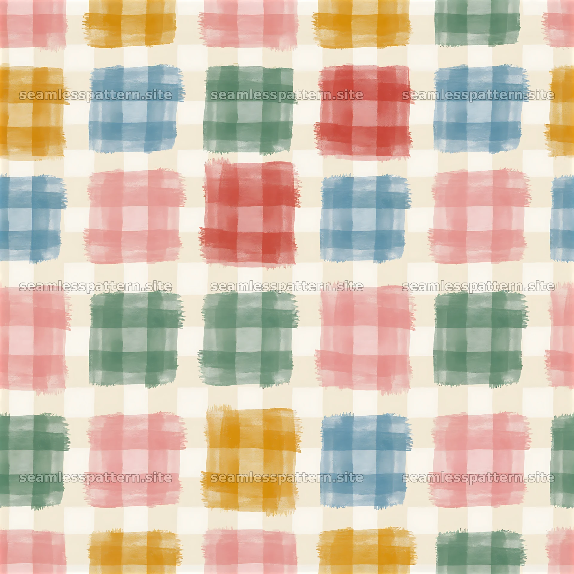 Funky gingham seamless pattern with colorful squares