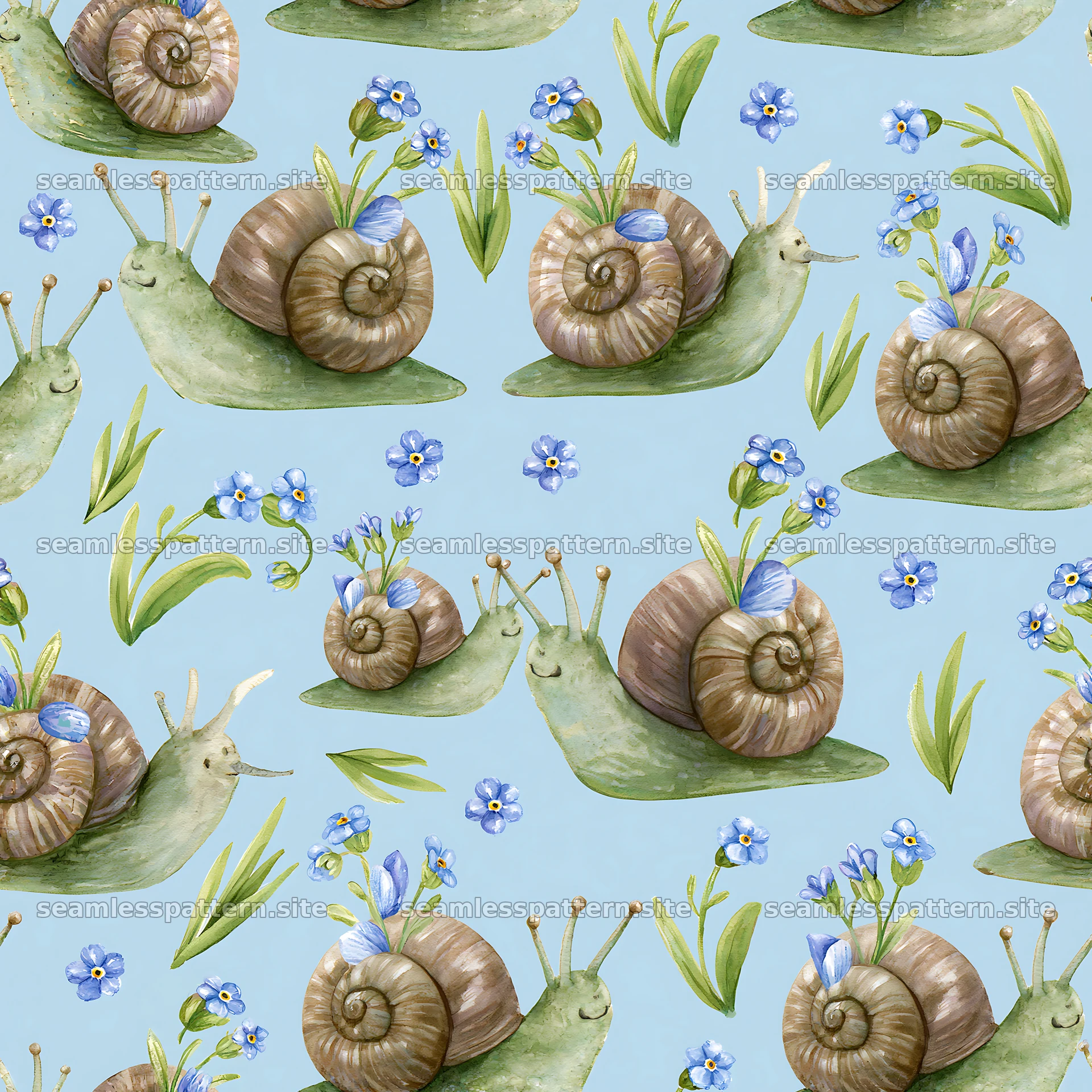 Seamless snail pattern for children's wallpaper