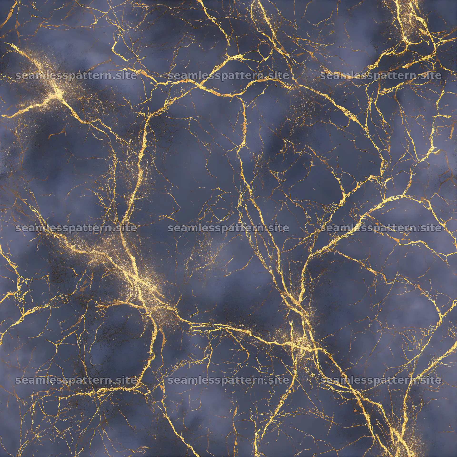 Gold thread vein seamless texture across a dark blue surface
