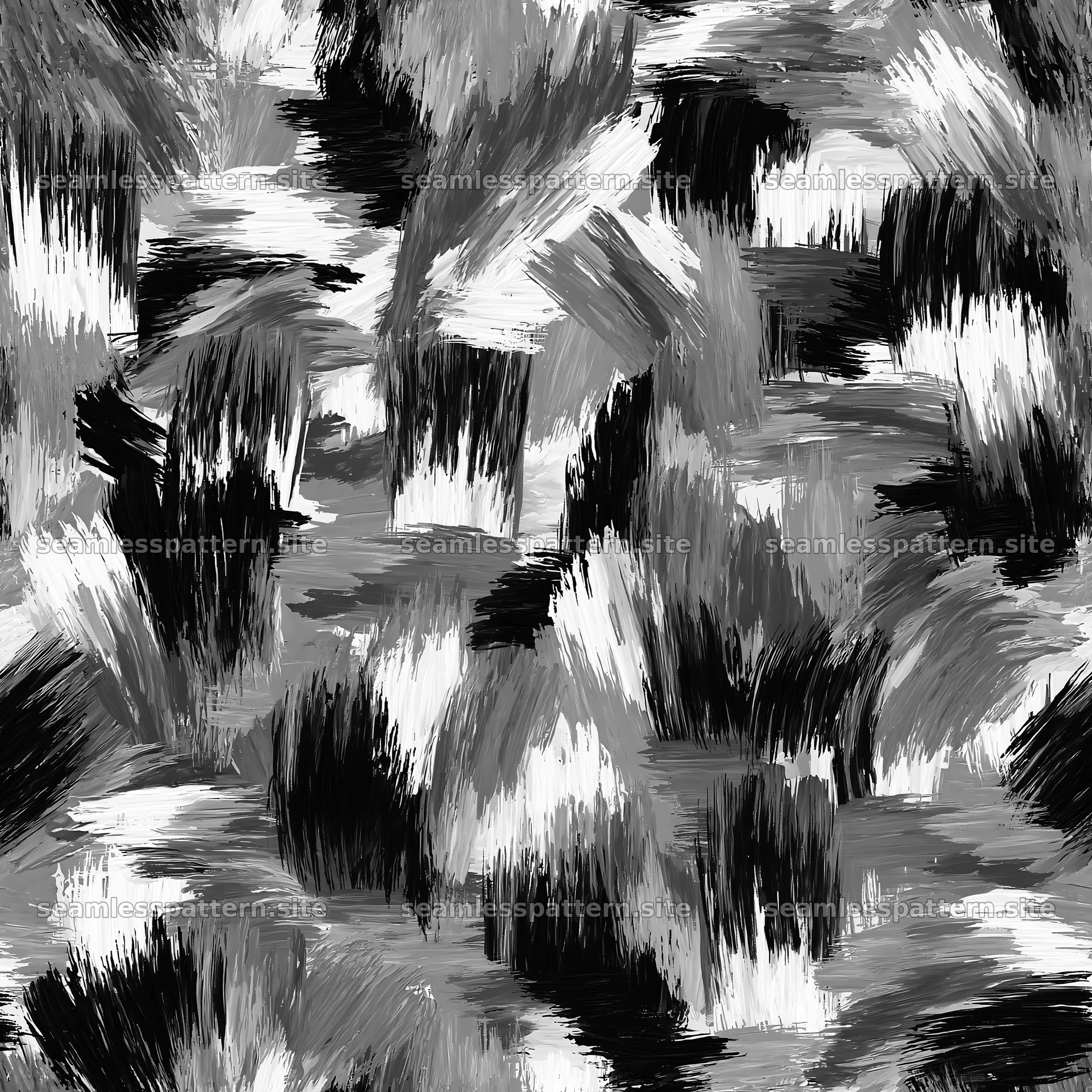 Seamless camouflage brushstroke pattern in black and white