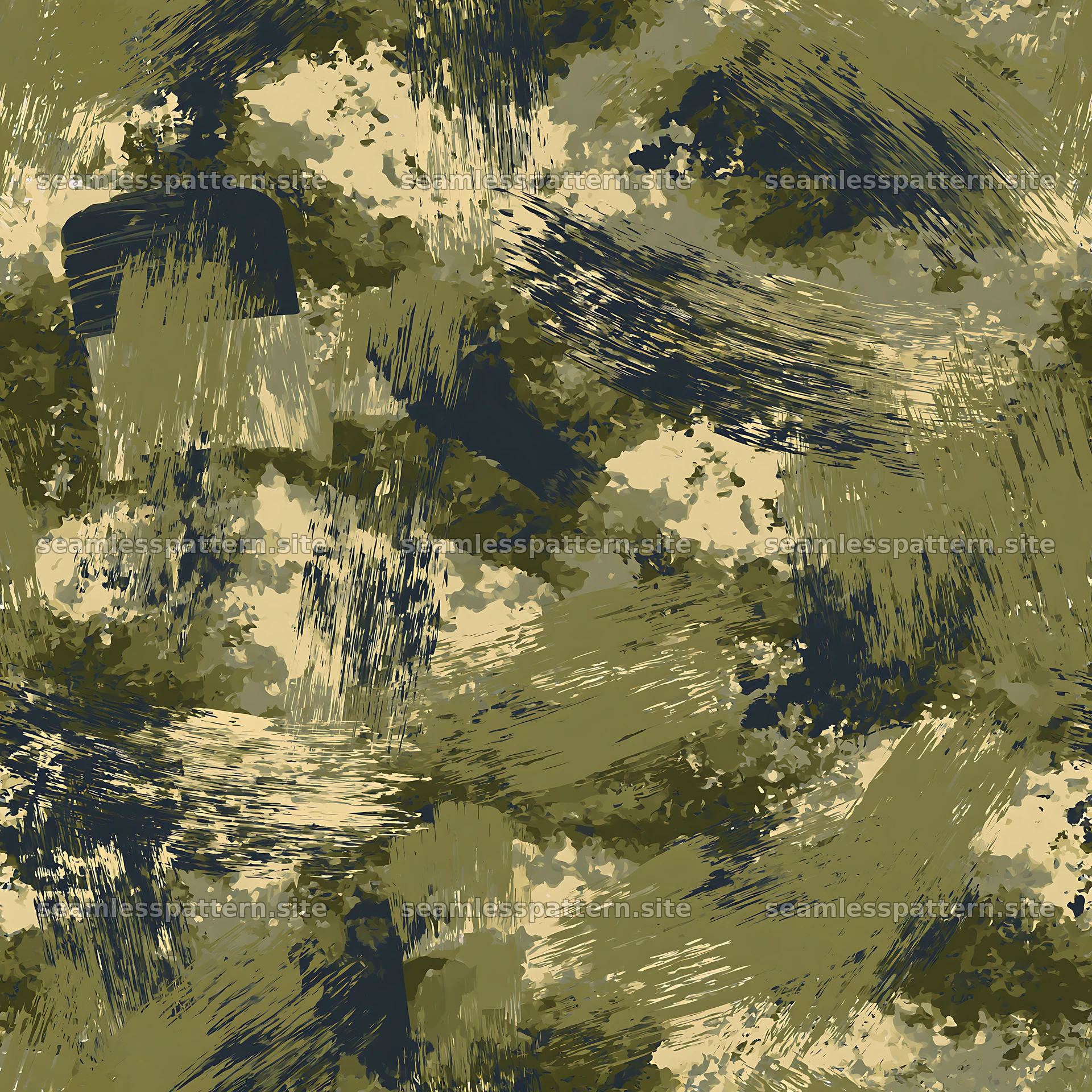 Seamless khaki camouflage brushstroke pattern for textiles