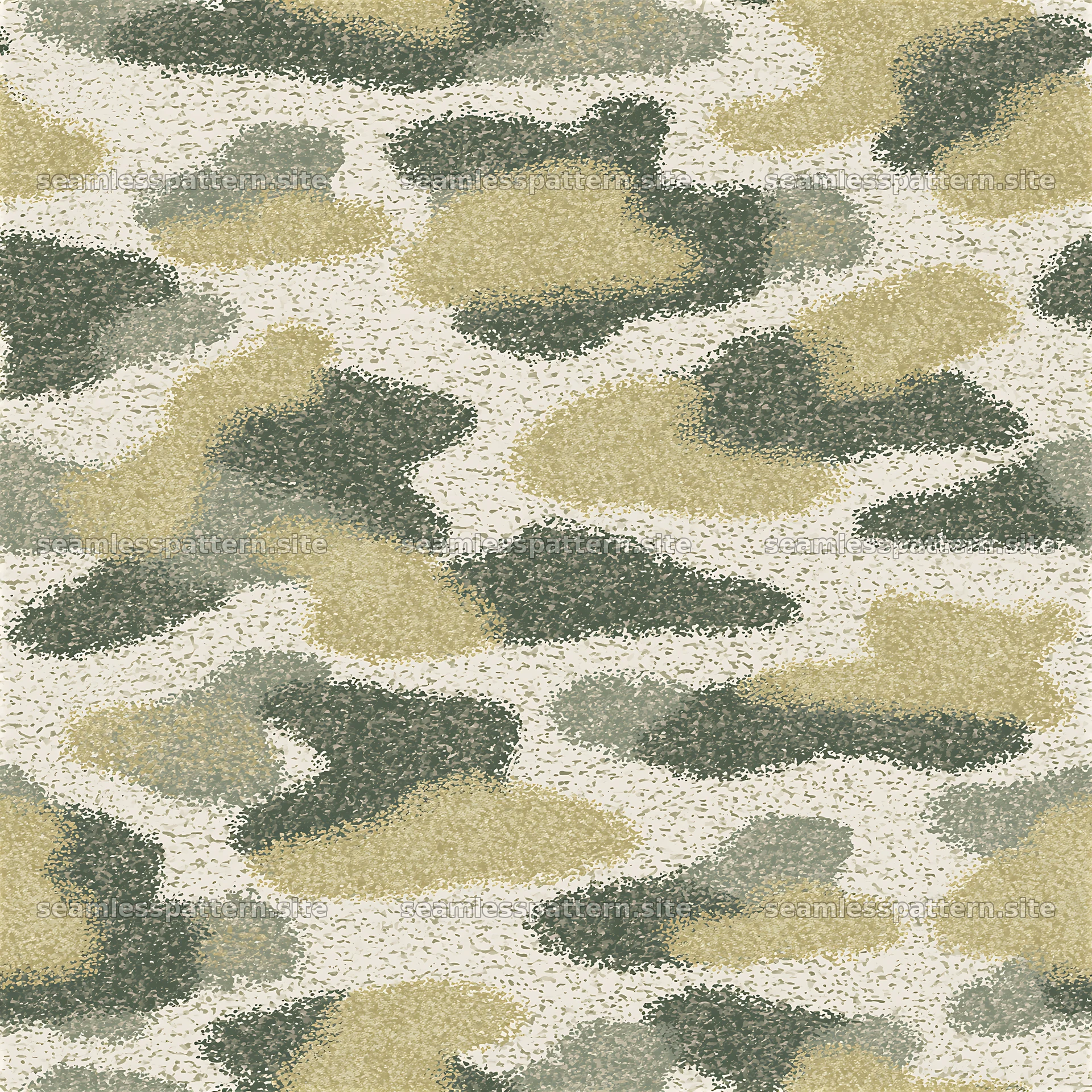 Gold and olive camouflage repeating pattern in organic shapes