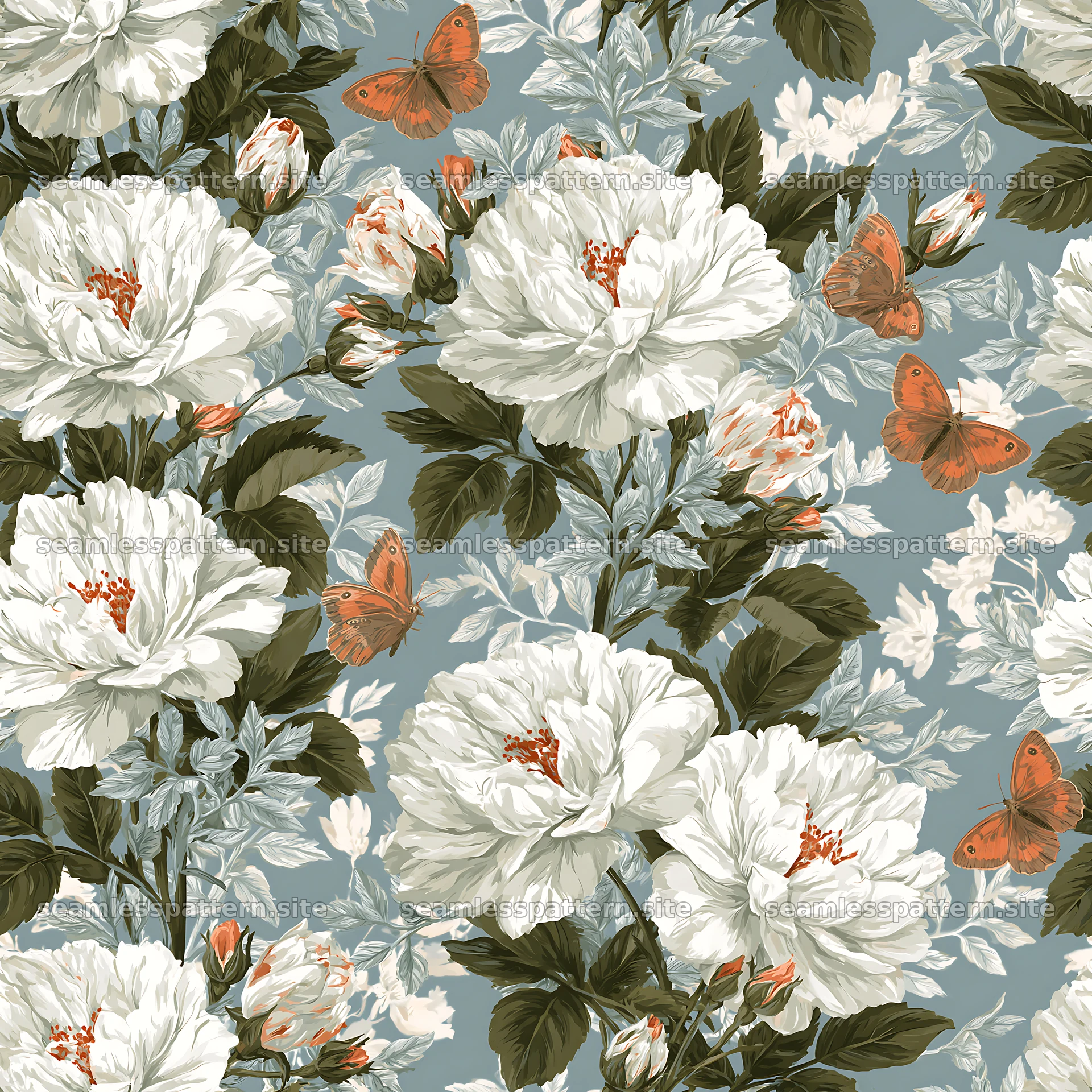 Butterfly and rose seamless pattern for fabric and wallpaper