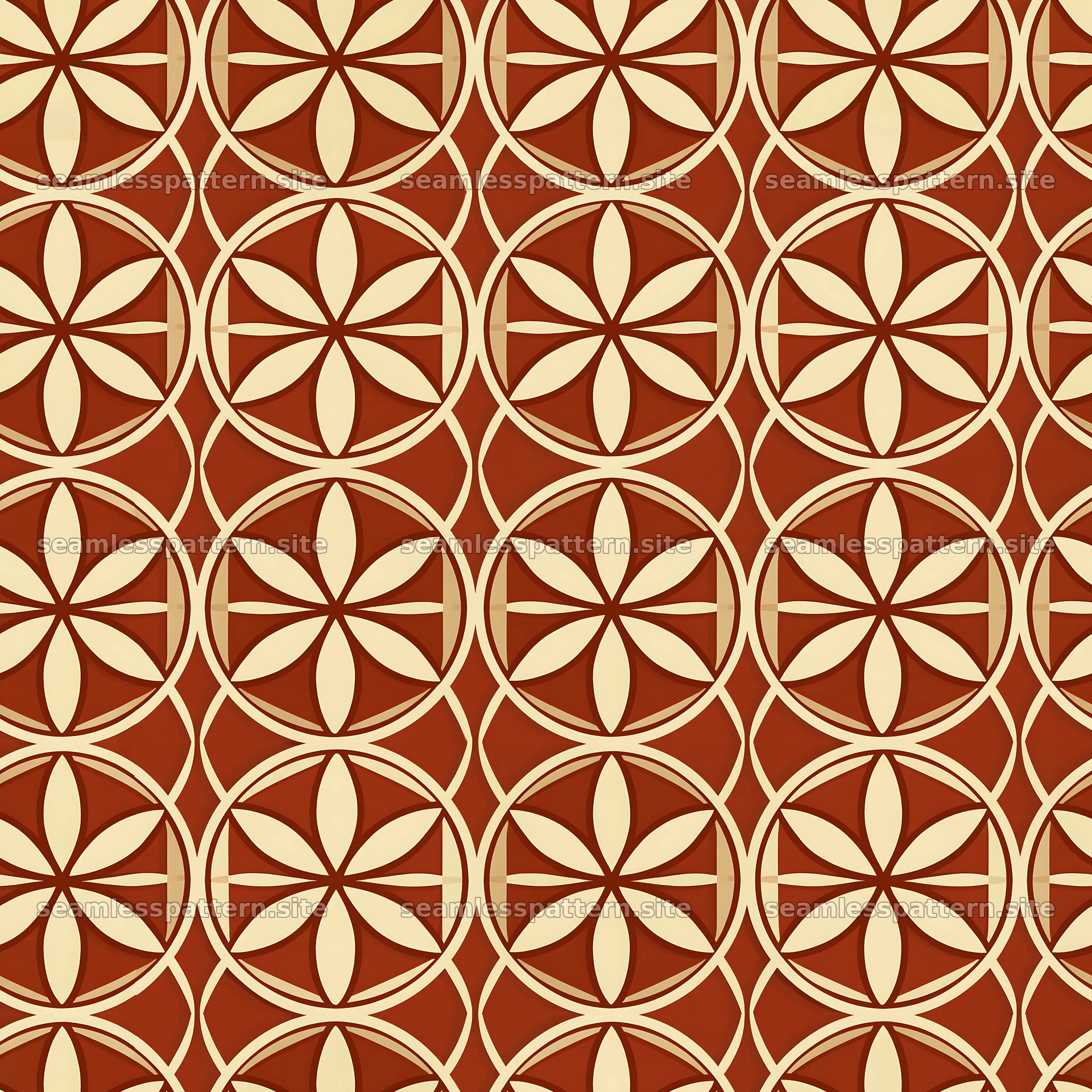 Seamless flower of life geometric pattern in earthy tones