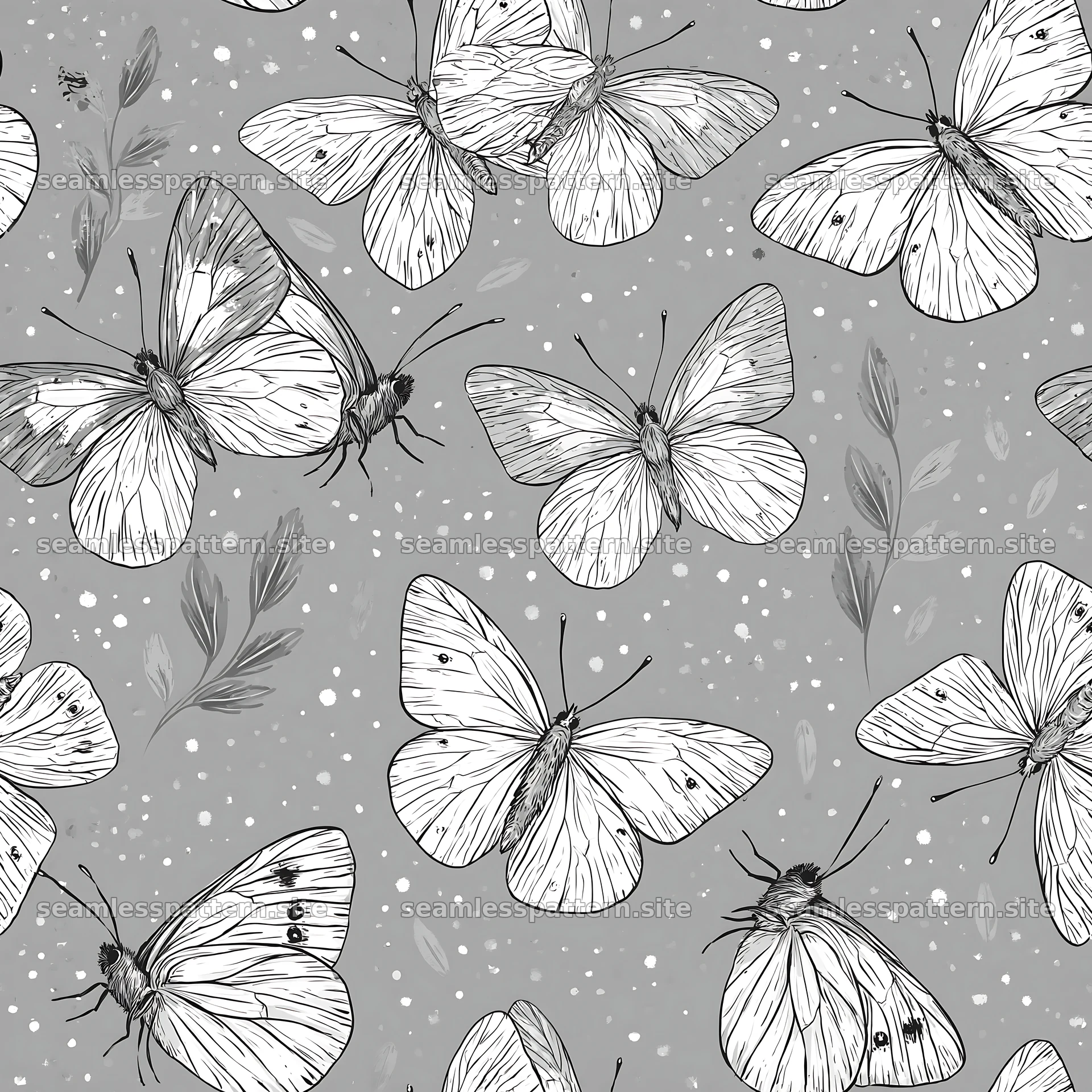 Hand drawn butterfly seamless pattern for fabric and textiles
