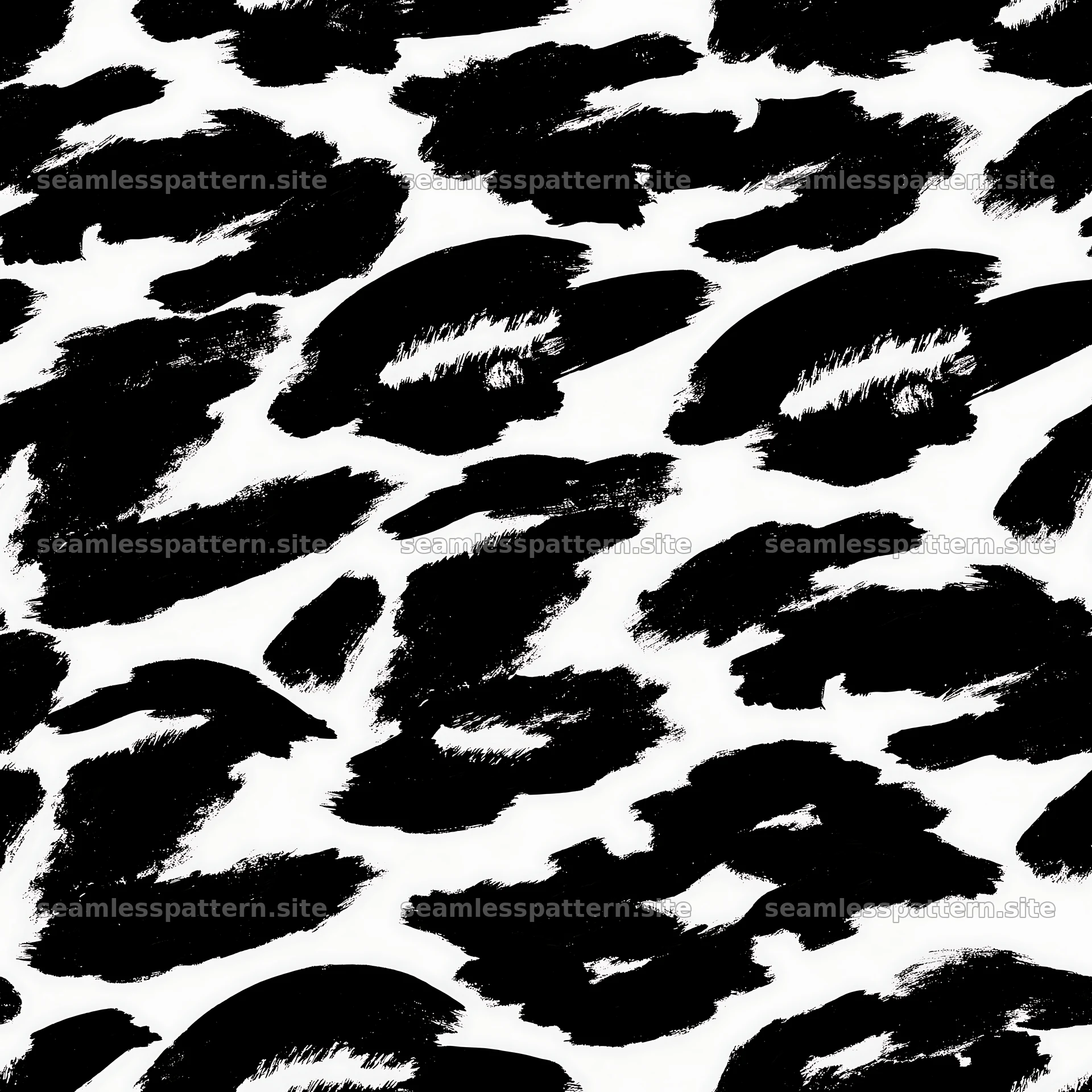 Seamless black camouflage brushstroke pattern for textiles