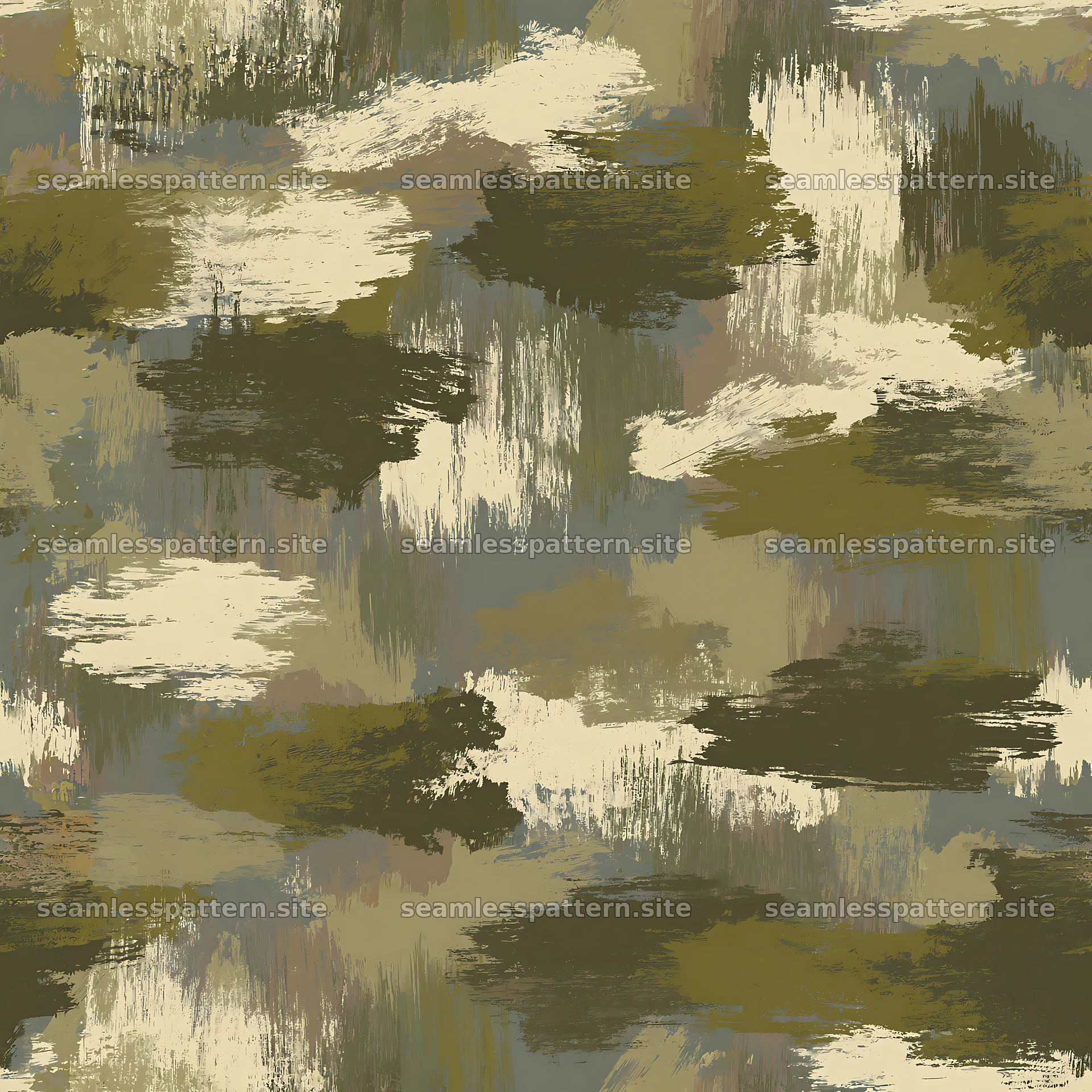 Seamless khaki camouflage brushstroke pattern