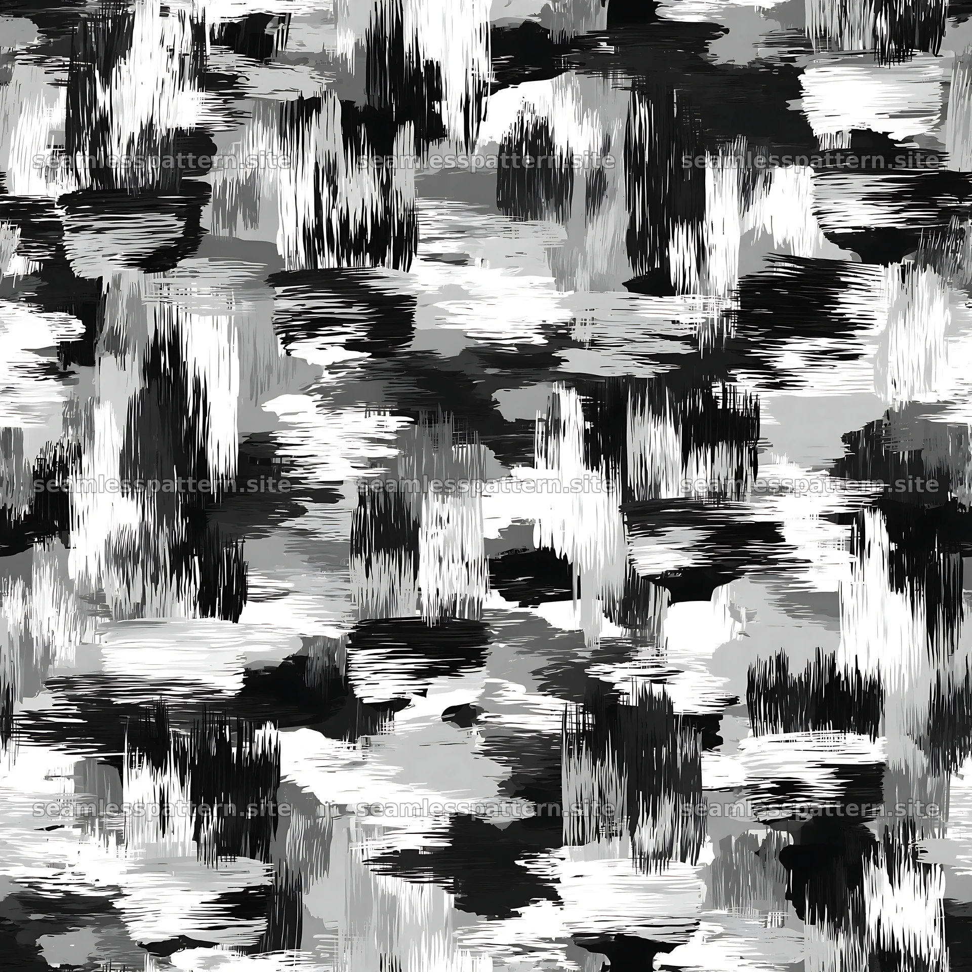 Seamless urban camouflage brushstroke pattern in black and white