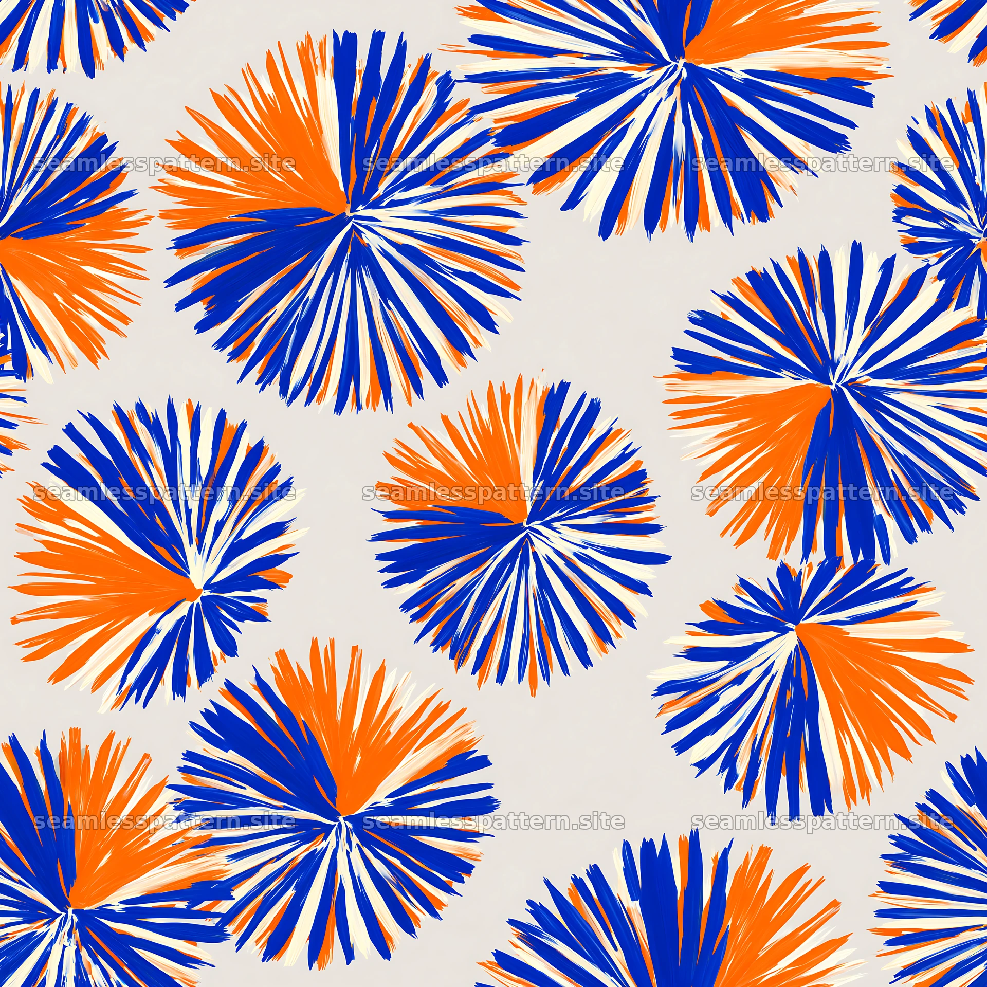 Graphic brush mark pattern in blue and orange tones