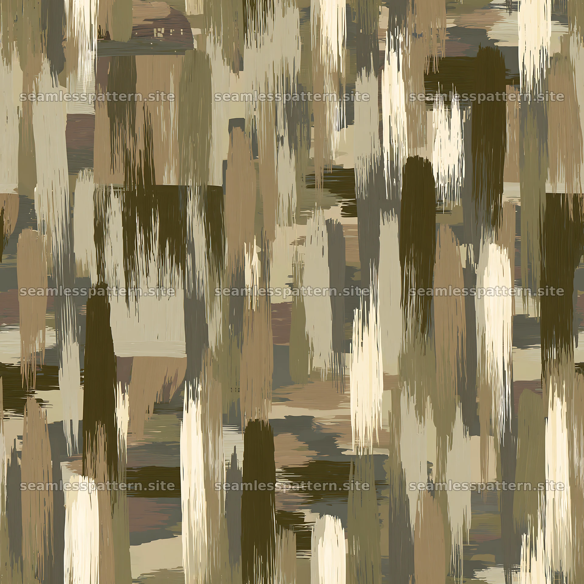 Seamless khaki camouflage brushstroke pattern for textiles