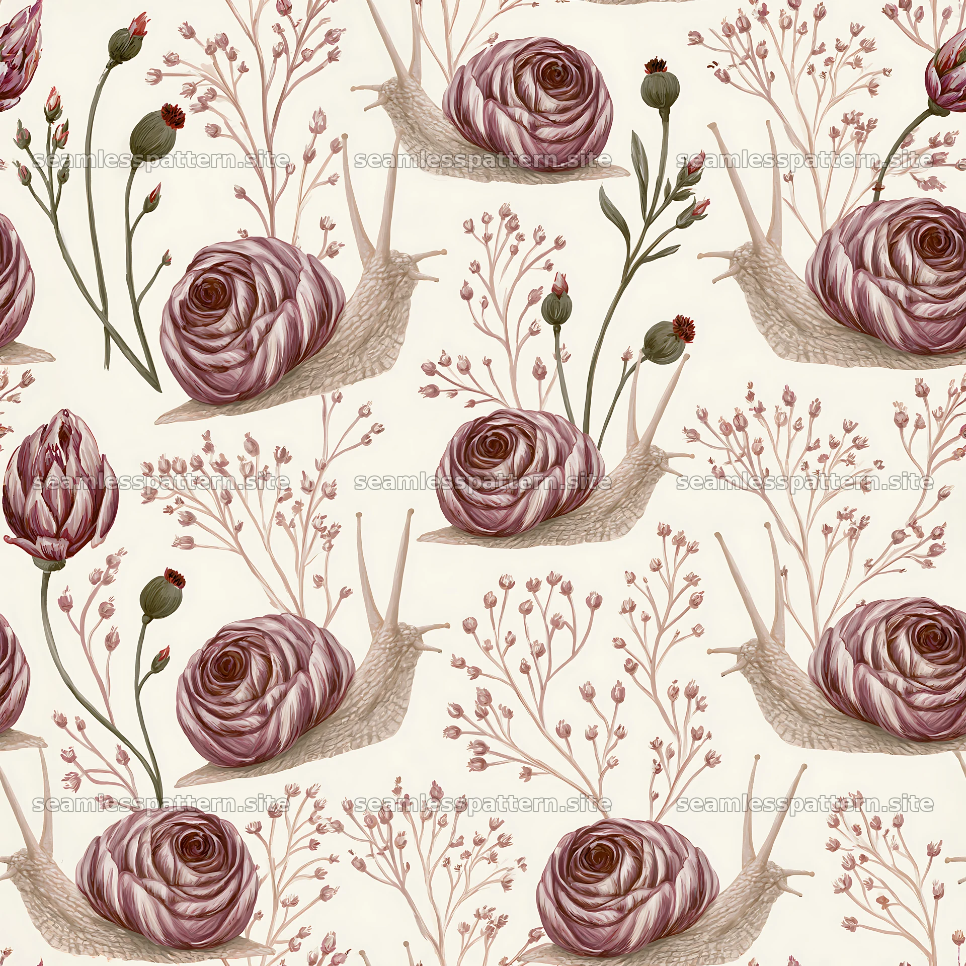 Seamless snail pattern for nursery fabric