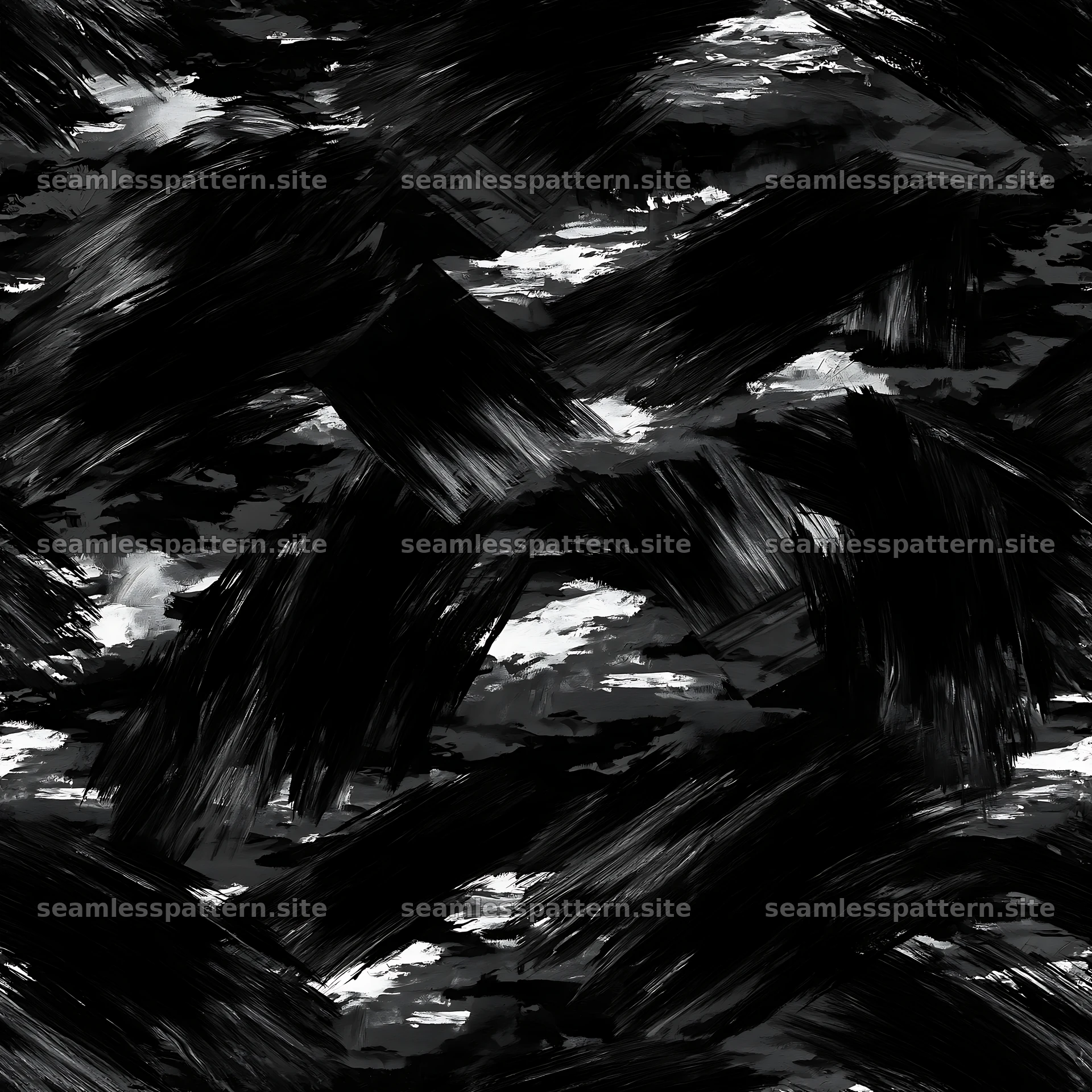 Seamless black camouflage brushstroke pattern