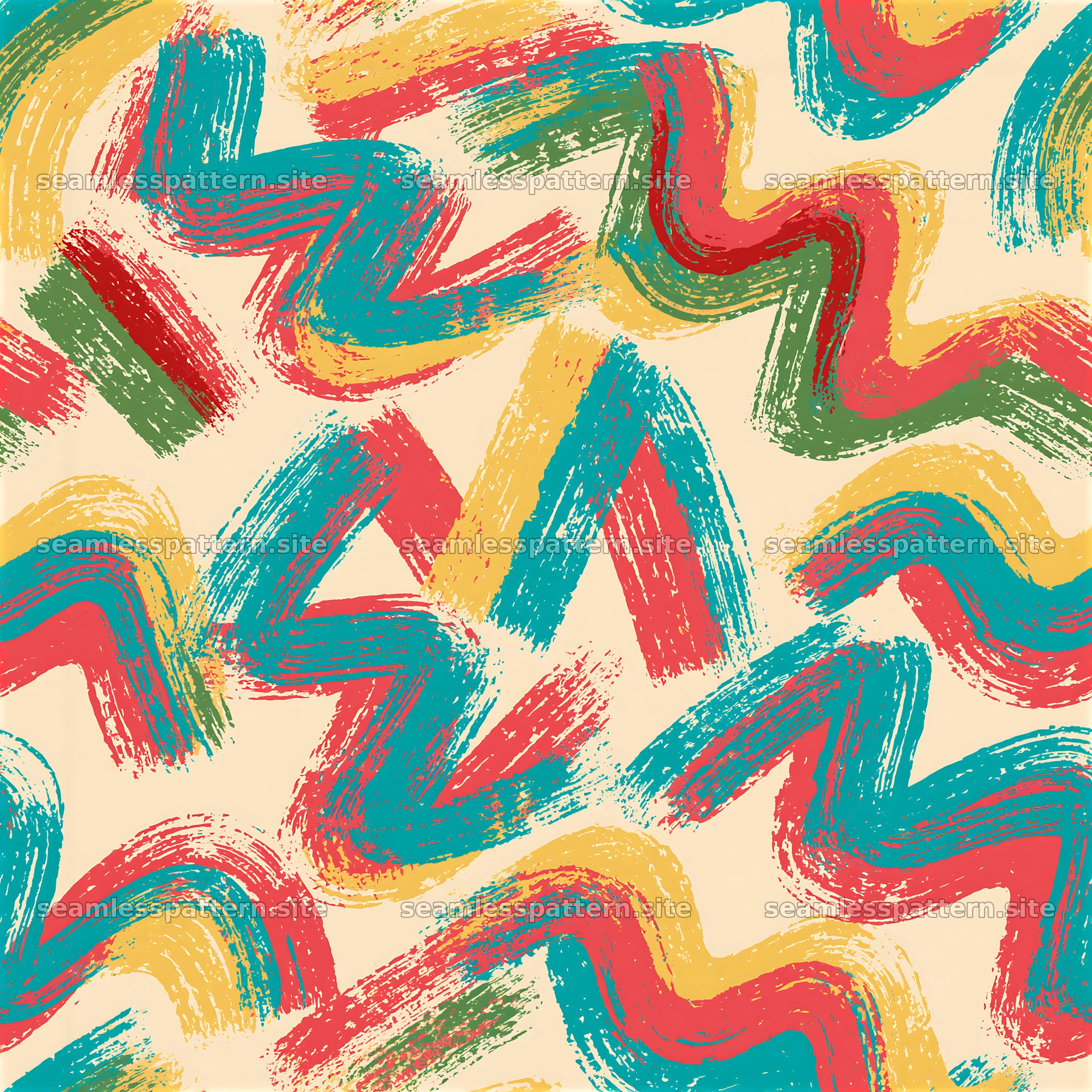 Colorful chalk marks seamless pattern with abstract shapes and lines