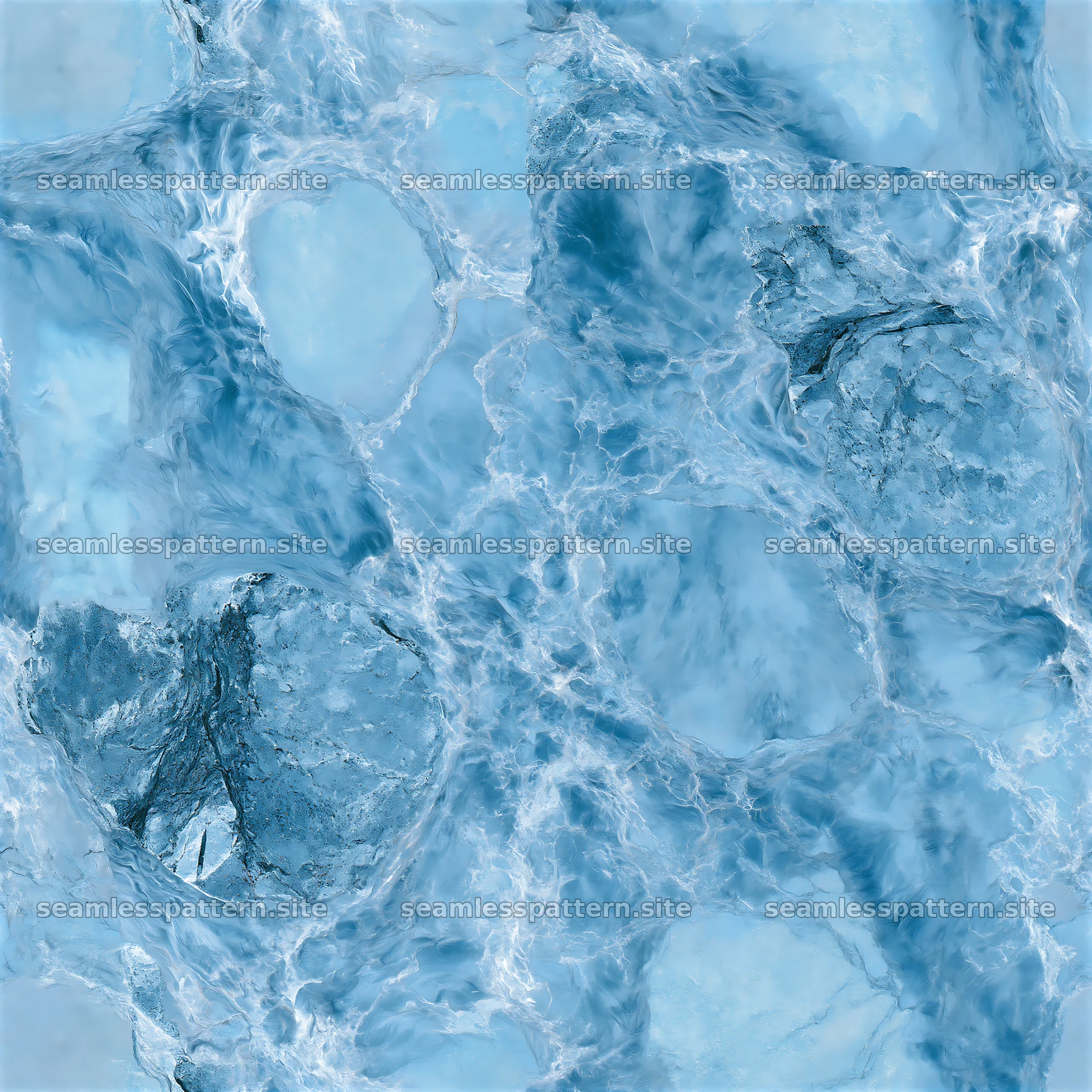 Repeating blue camouflage marble texture in a seamless pattern