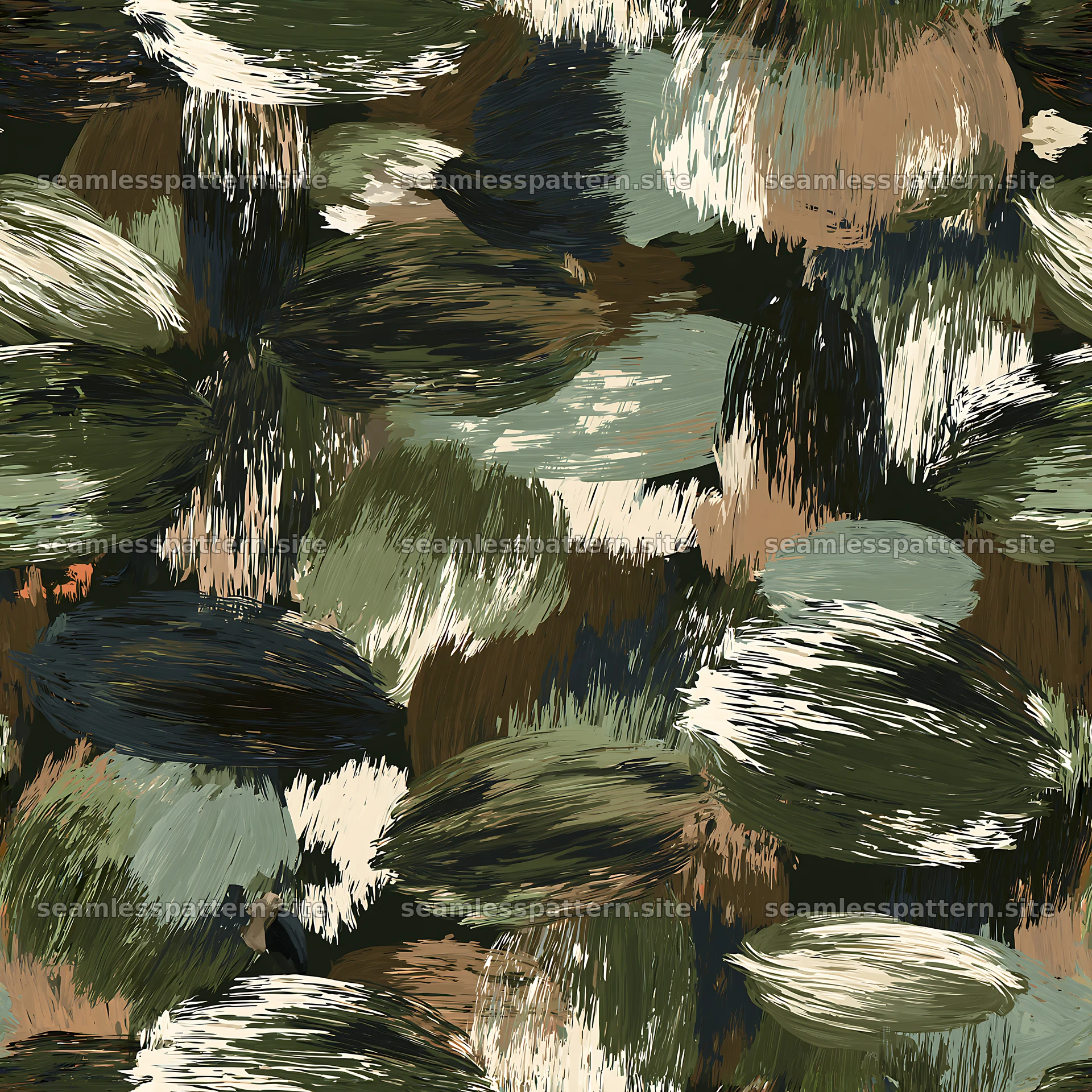 Seamless jungle camouflage brushstroke pattern for fabric