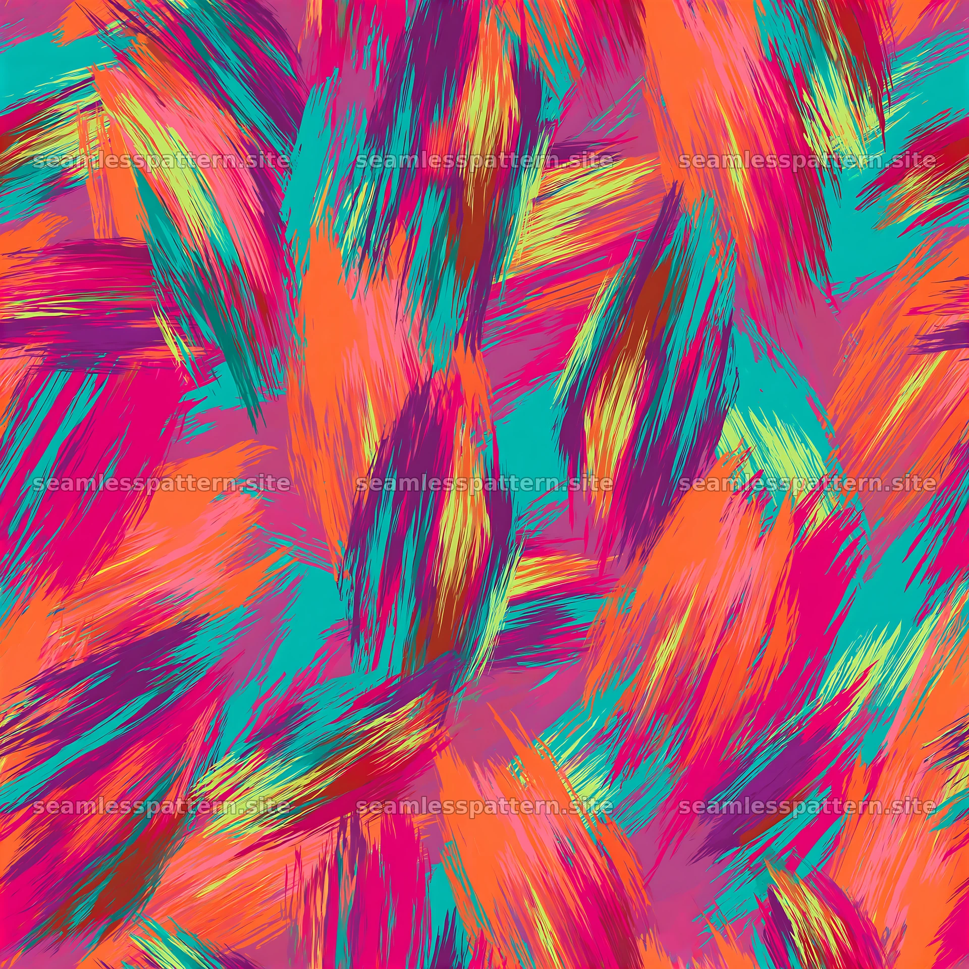 Bright loose paint strokes repeat pattern in vibrant colors