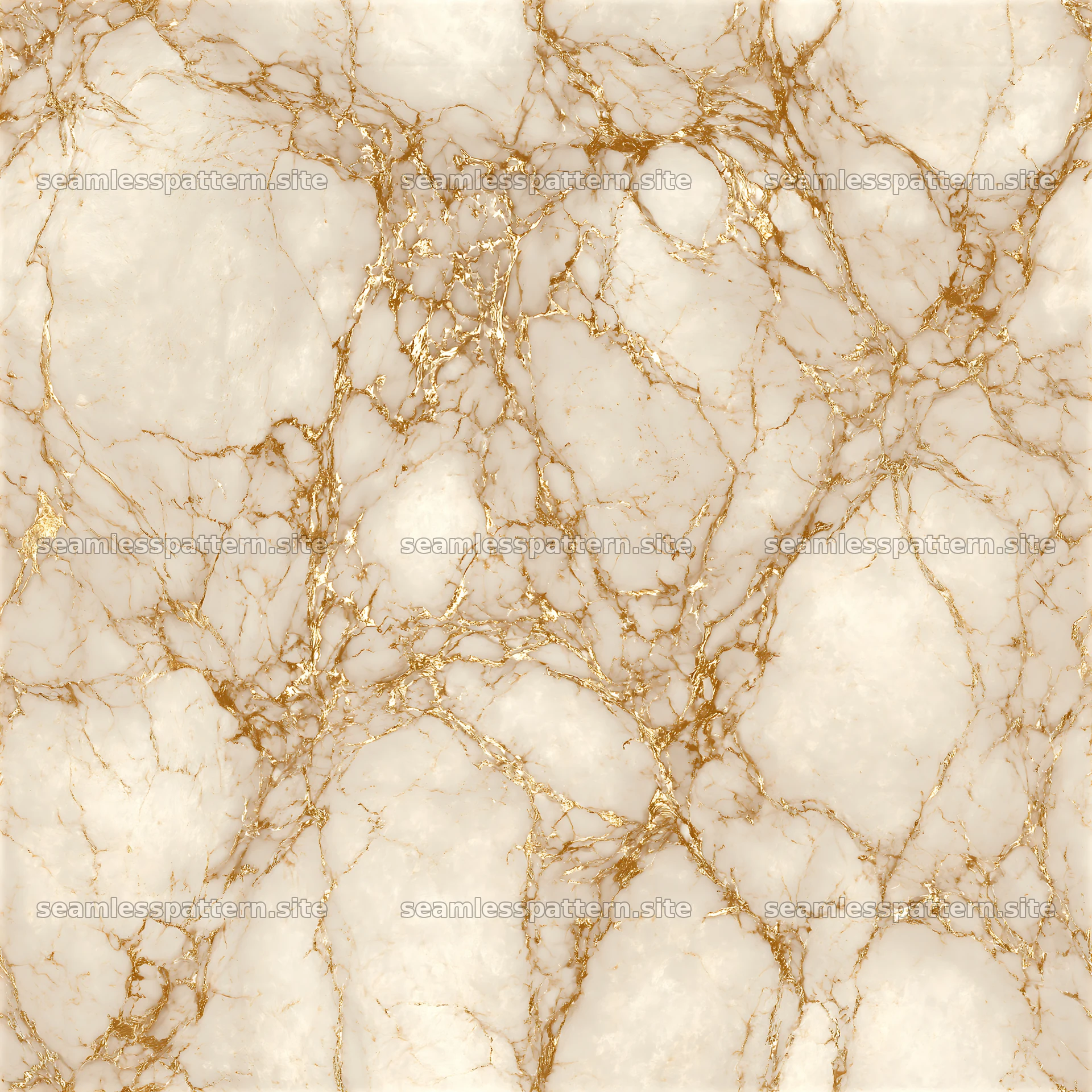 Seamless antique gold veined marble texture with light tones and rich veins