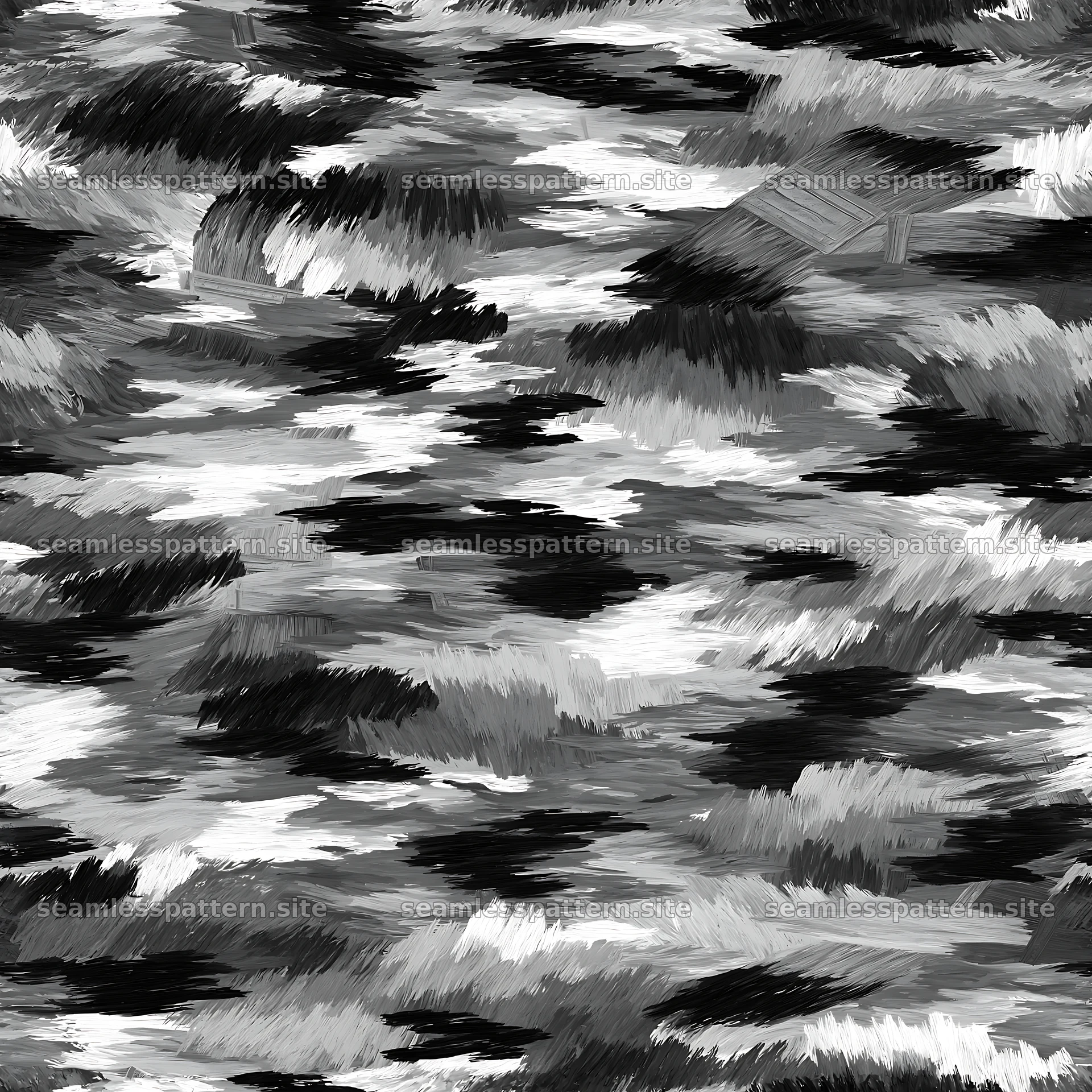 Seamless gray camouflage brushstroke pattern for textiles