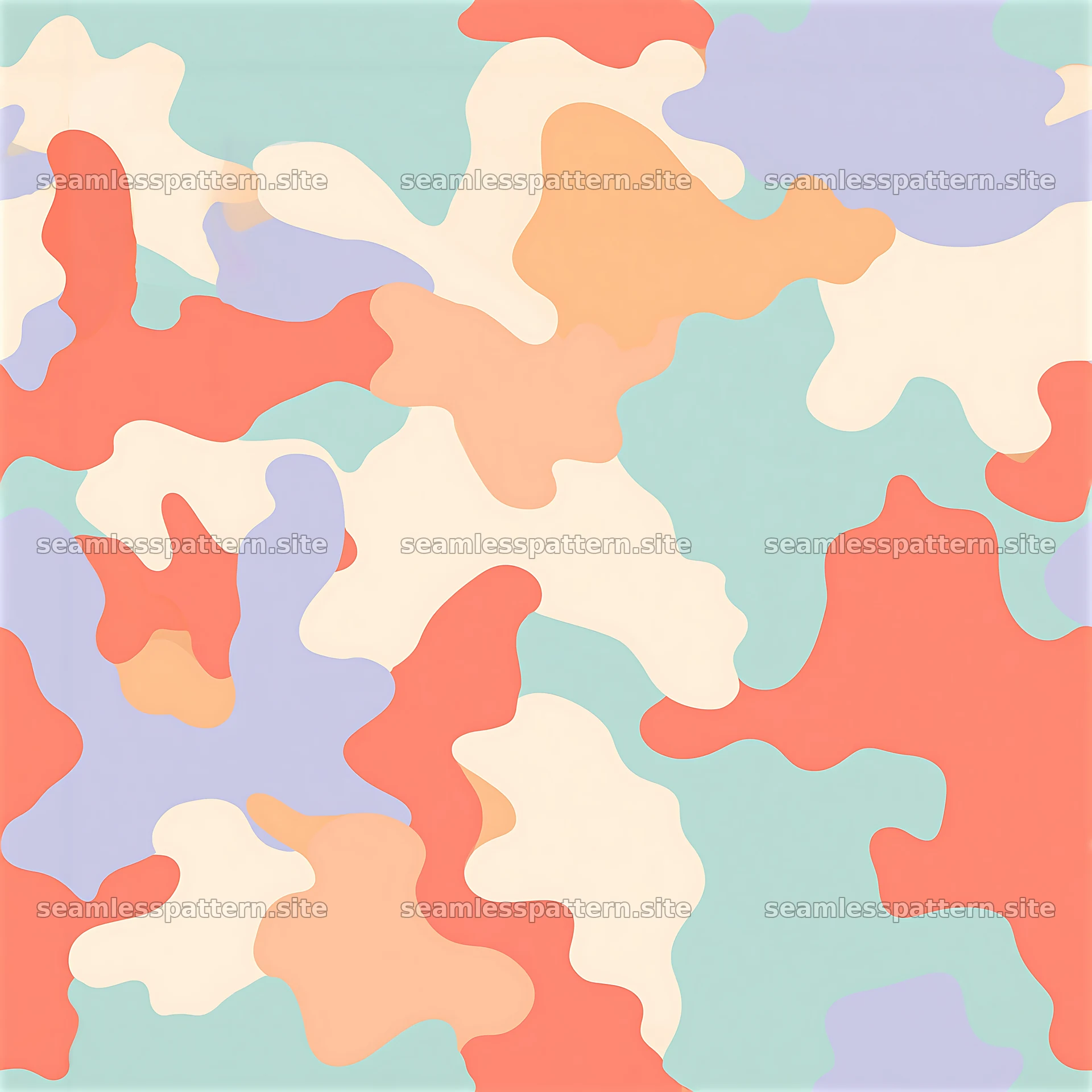 Repeat pattern with pastel camouflage colors in soft shapes