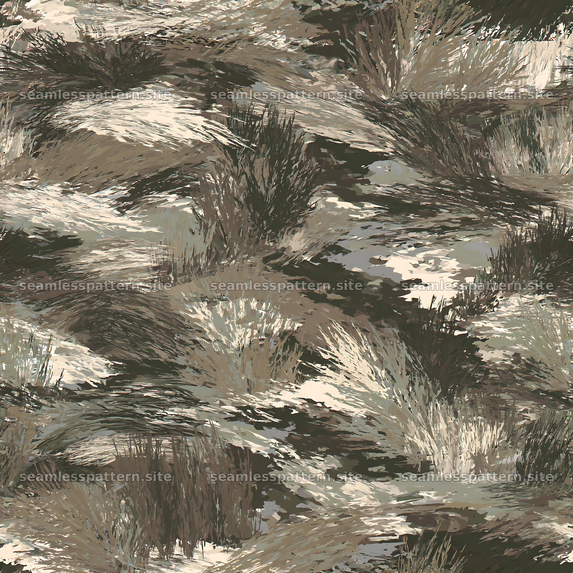 Seamless military camouflage brushstroke pattern for fabrics