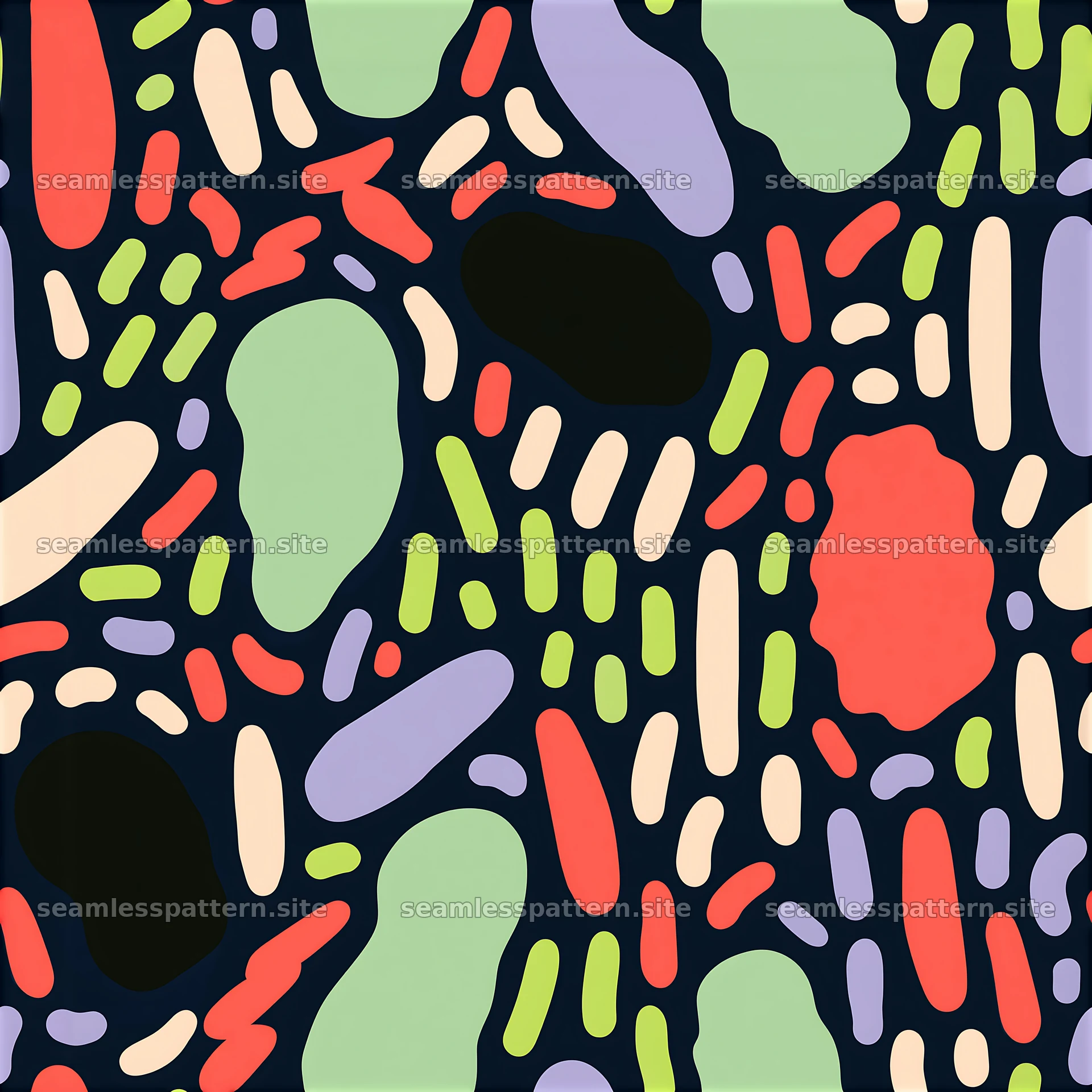 Bold multicolor organic pattern seamless pattern with various shapes