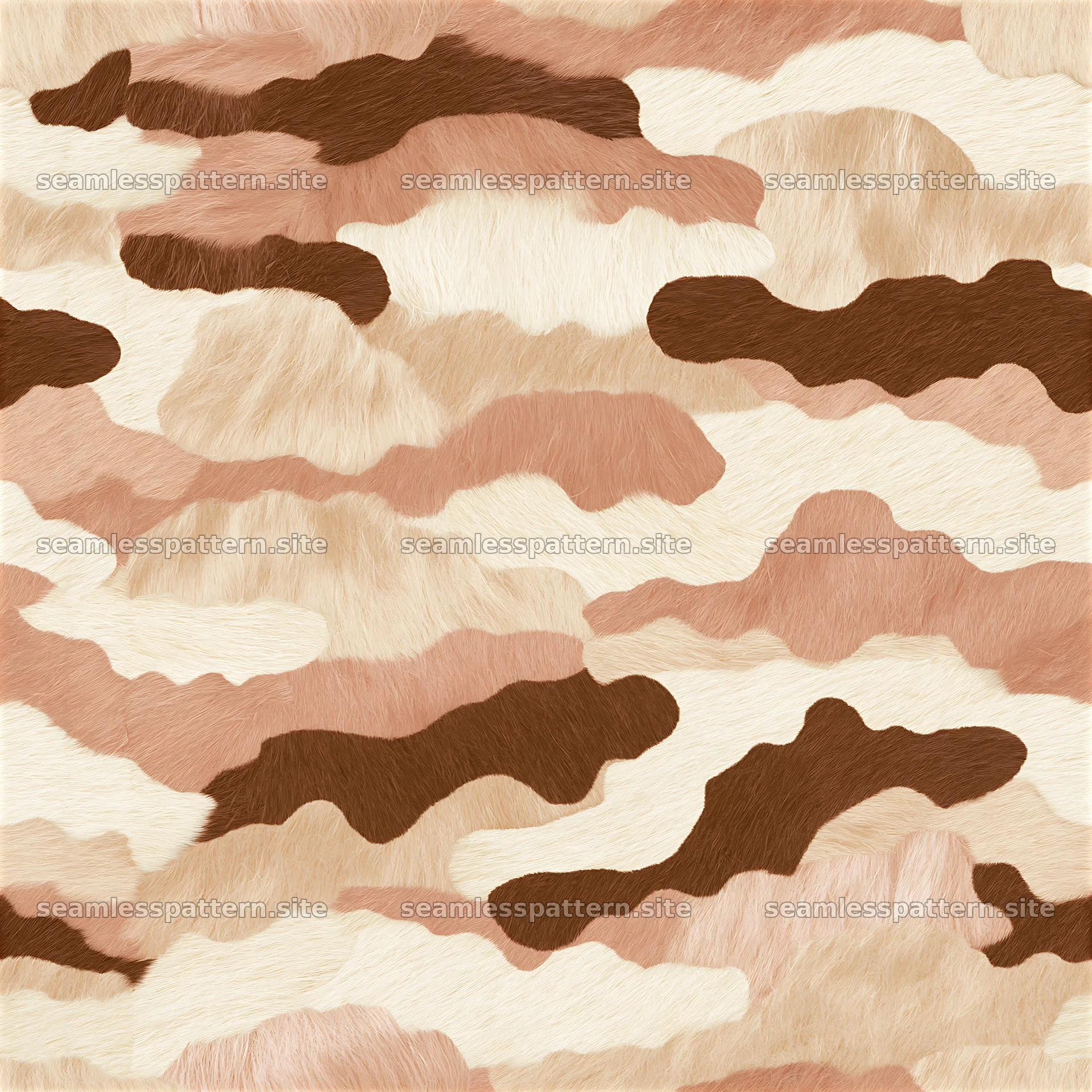 Seamless natural cowhide repeat pattern with warm shades