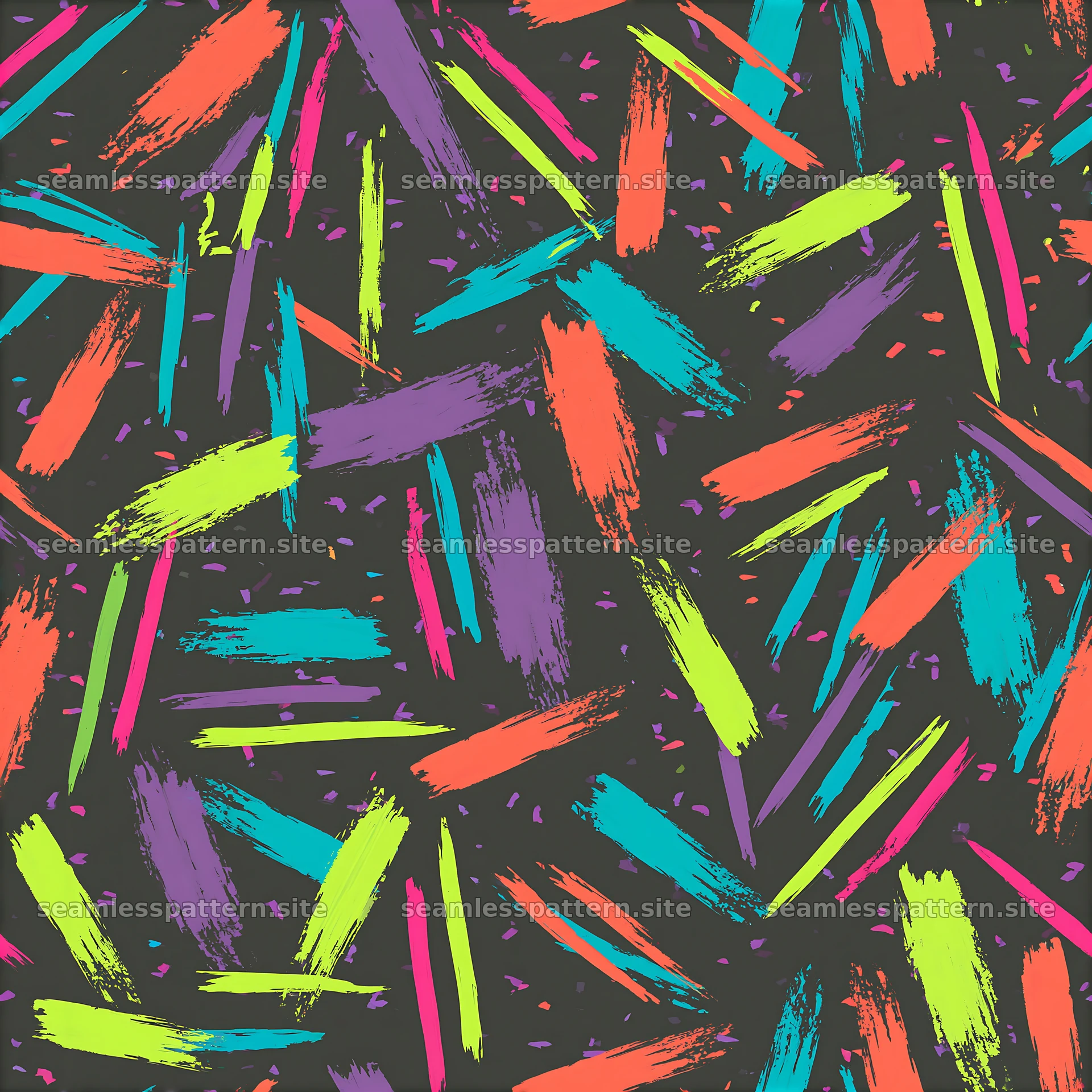 Bright scattered brush lines repeat pattern creates dynamic artwork