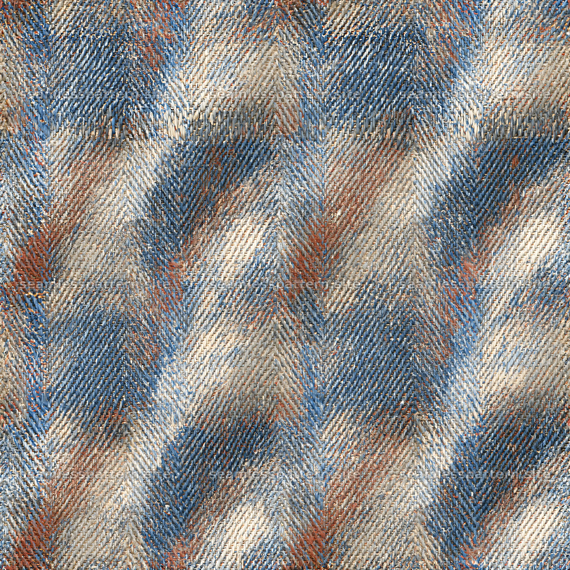 Repeat denim twill weave texture in brown and blue colors