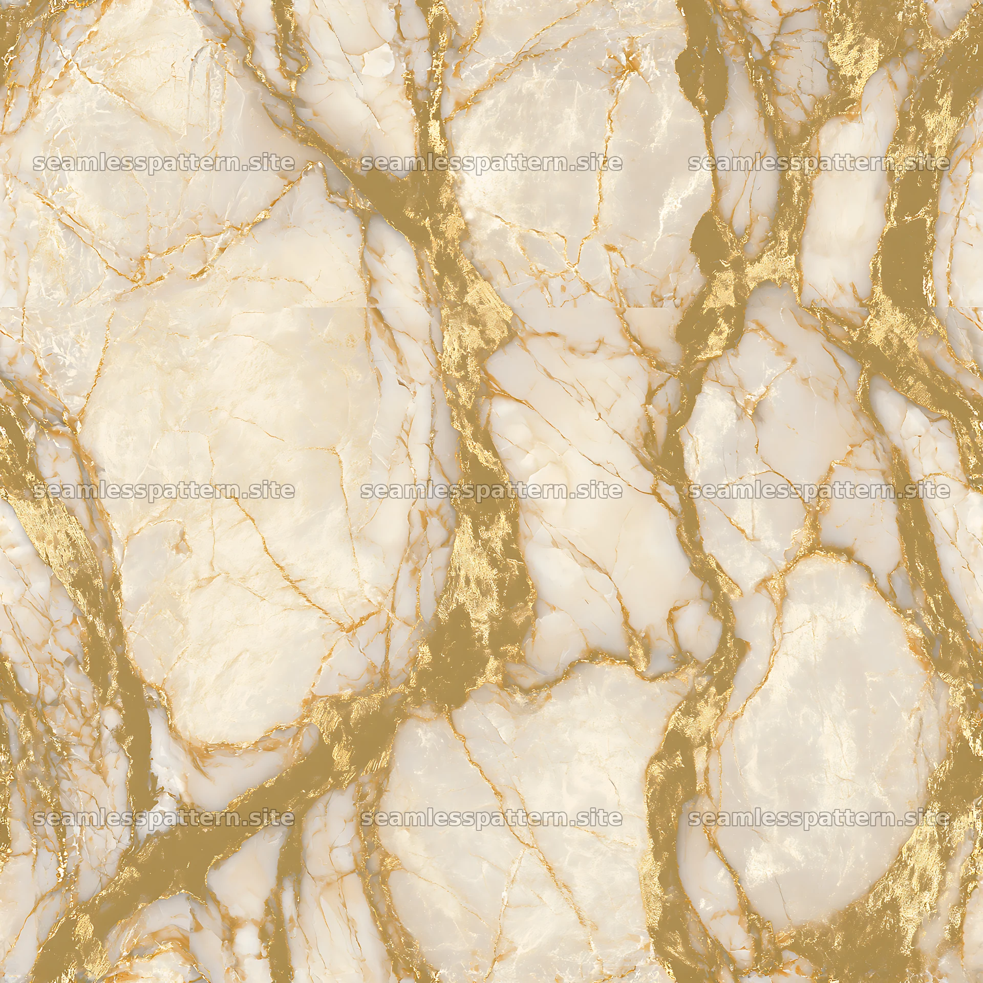 Gold-veined cream marble seamless pattern for textiles