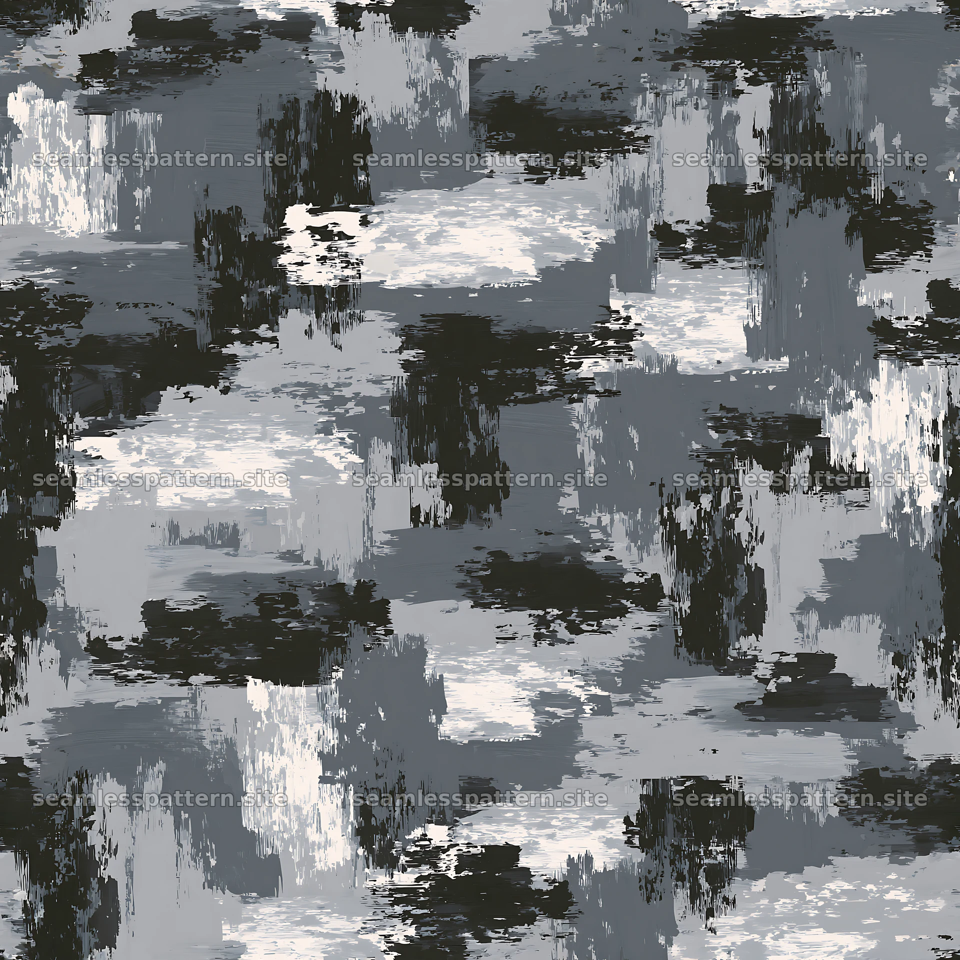 Seamless gray camouflage brushstroke pattern for textiles