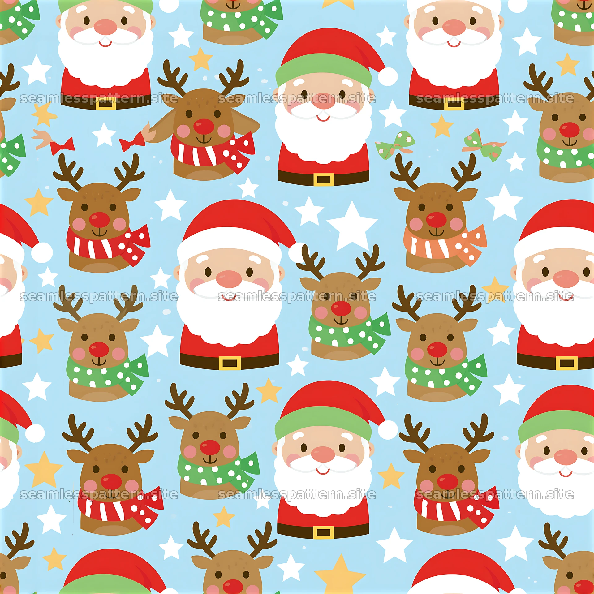 Santa Claus repeating pattern with reindeer