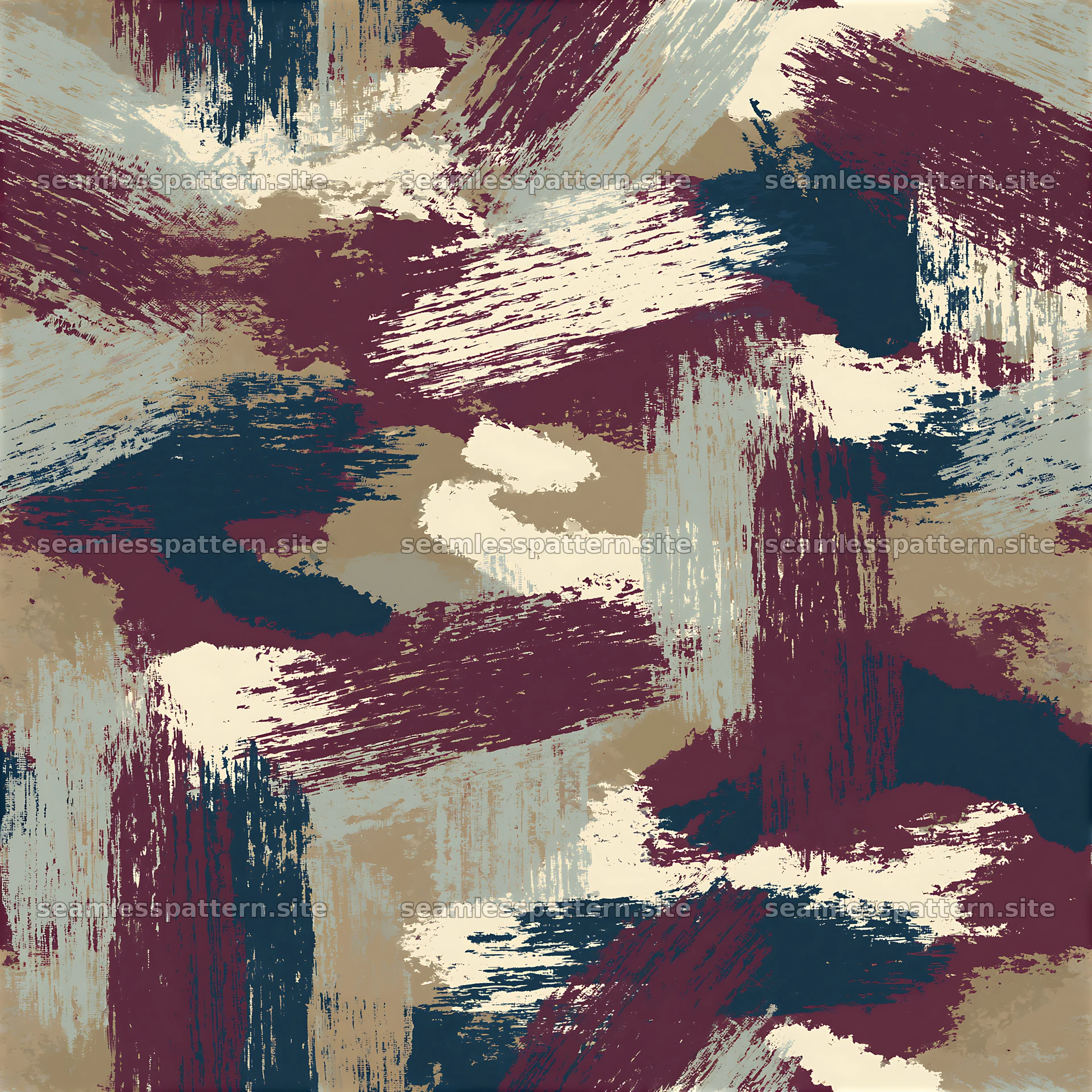 Bold brushstroke camouflage repeat pattern in rich colors