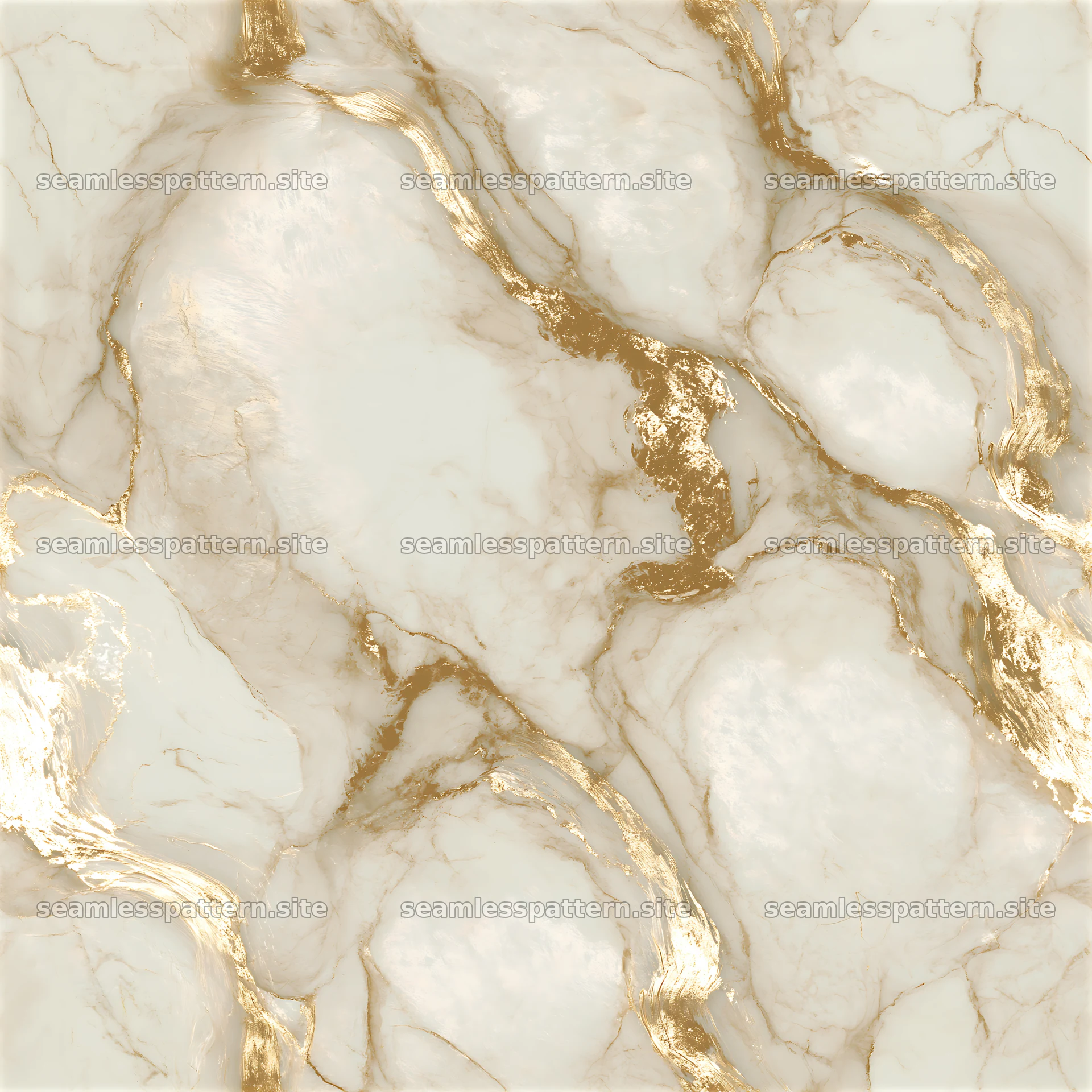 Seamless ivory marble texture with gold veining across the surface