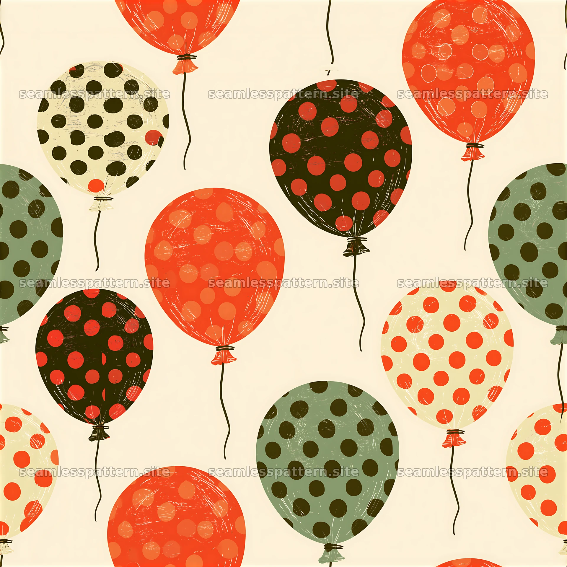 Polka dot balloon seamless pattern with colorful balloons