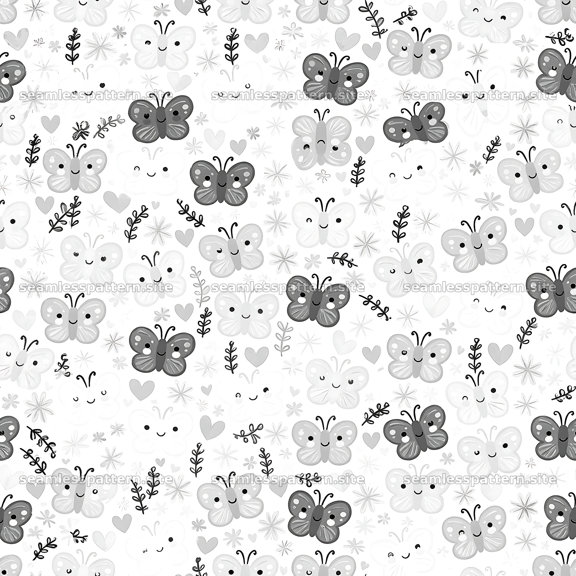 Kawaii butterfly seamless pattern for fabric and wallpaper