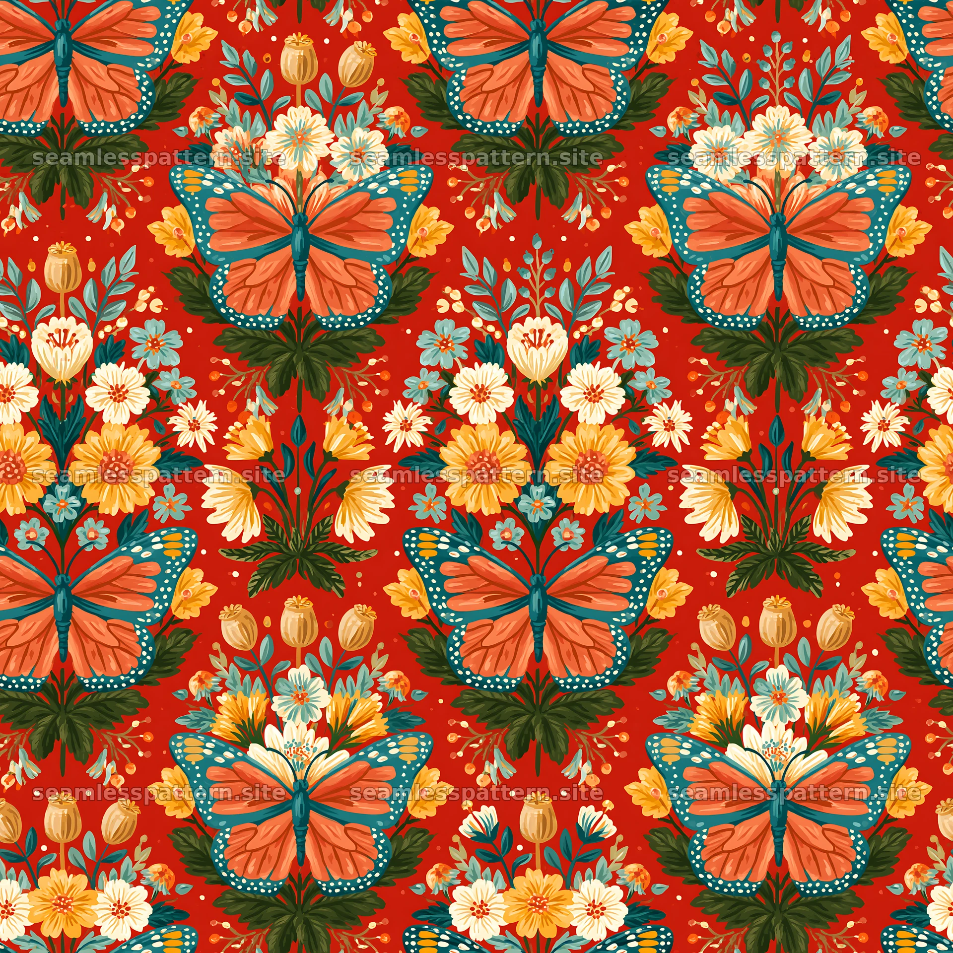 Fairy garden butterfly seamless pattern for fabric and wallpaper