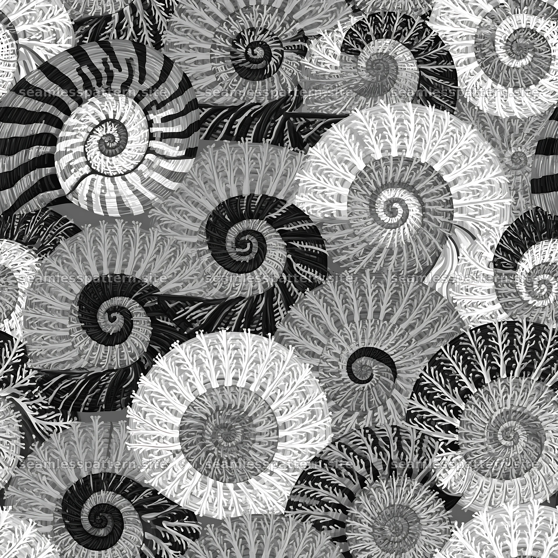 Seamless snail shell pattern with spirals