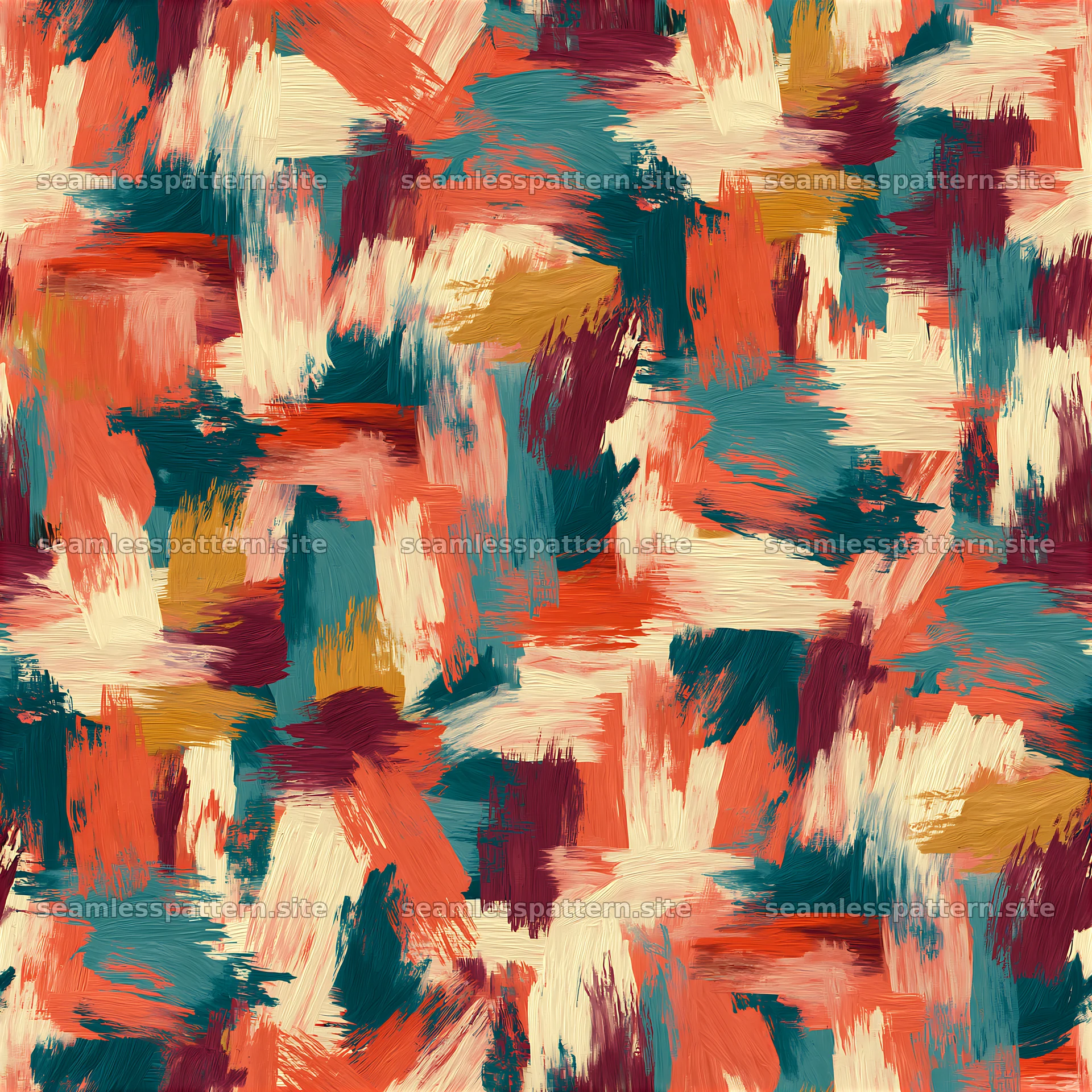 Vivid brush stroke collage seamless texture in multiple colors
