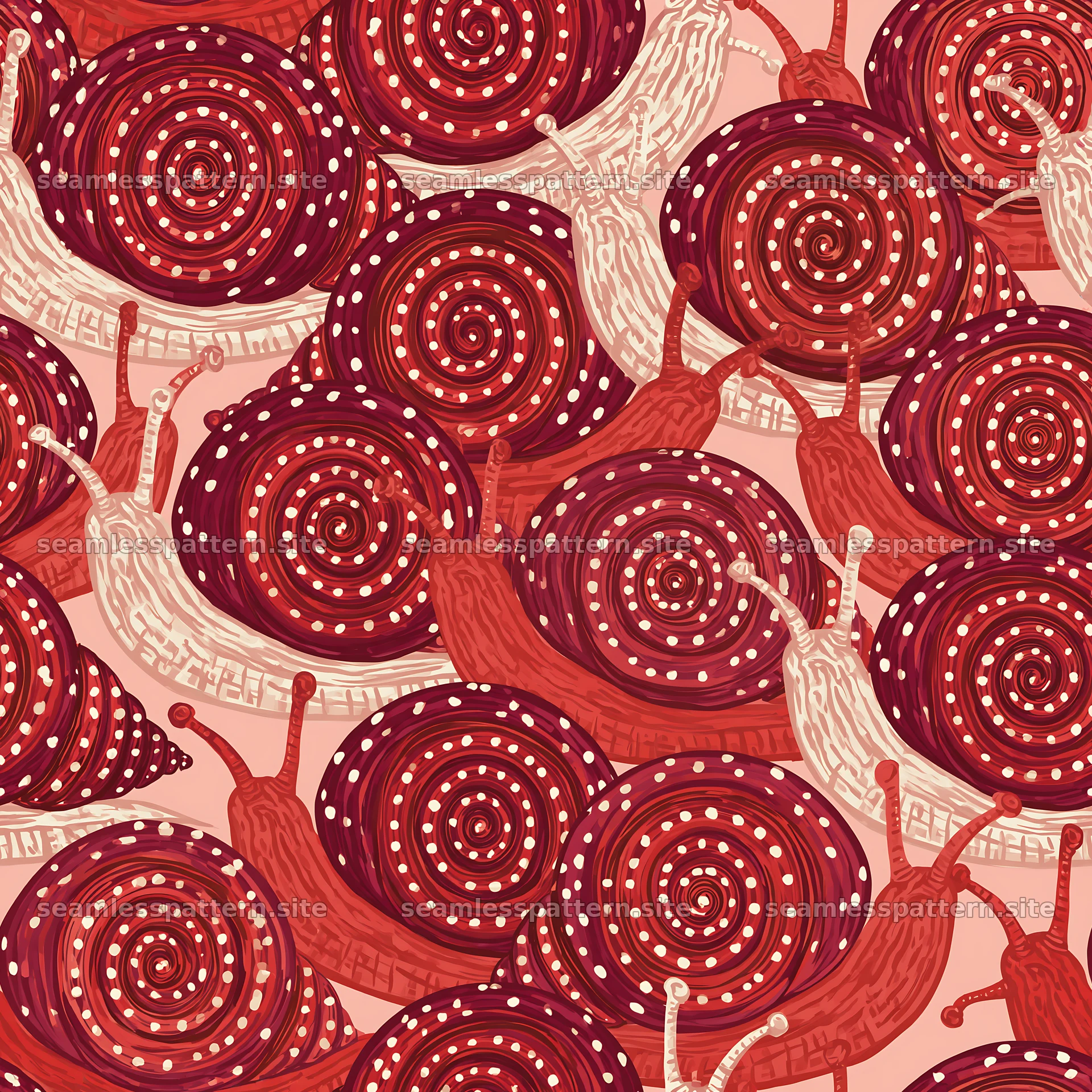 Scarlet snail seamless texture for fabric and wallpaper