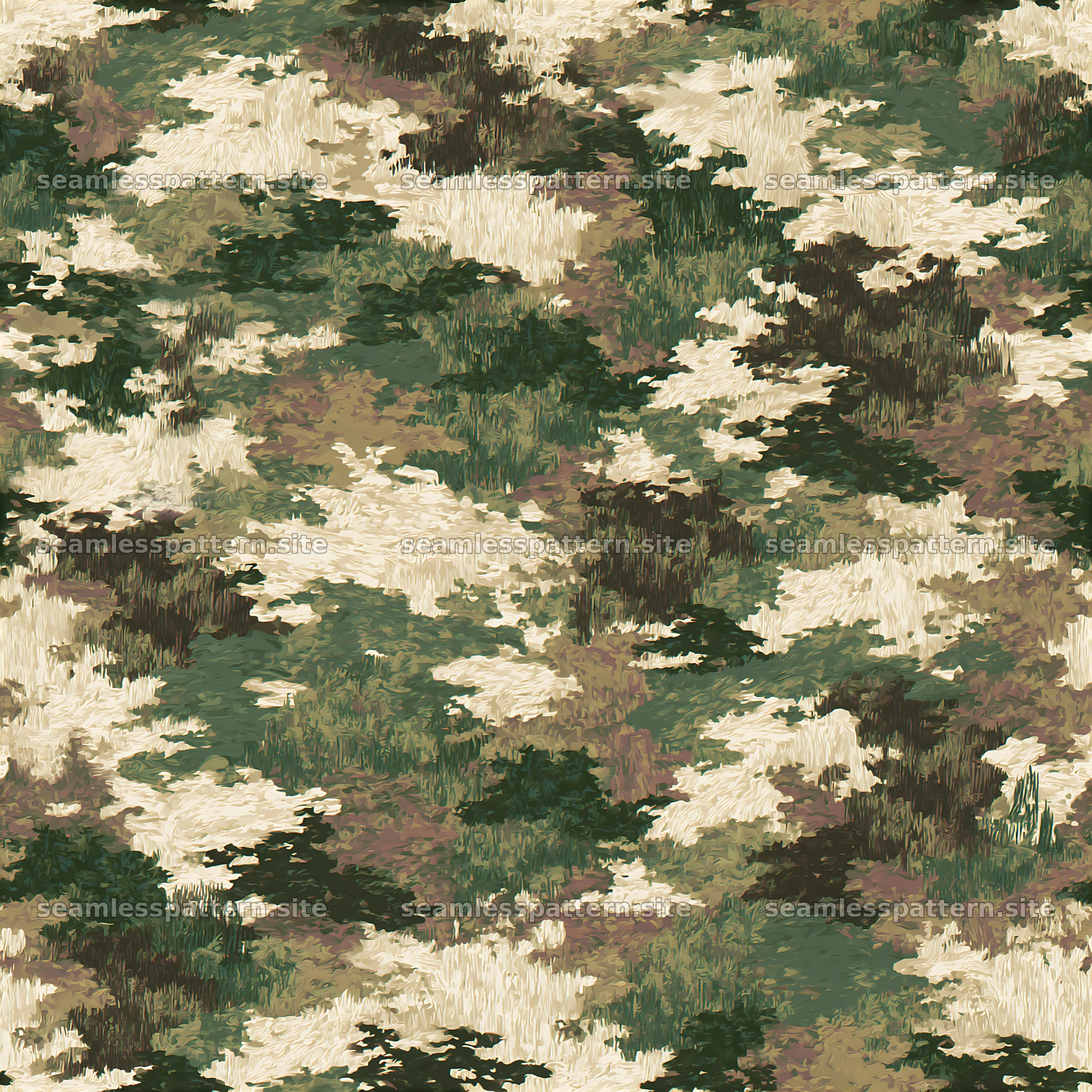Repeat pattern with woodland camouflage patches