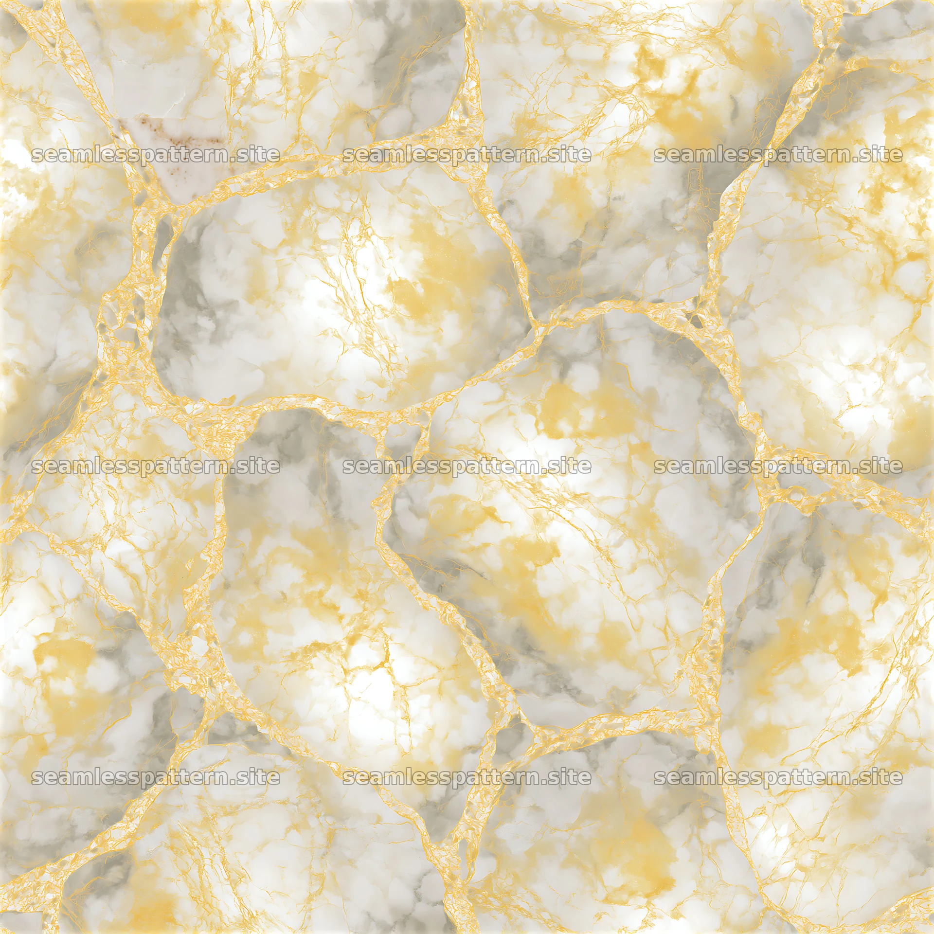 Watercolor marble tileable pattern with gold veins and gray shades