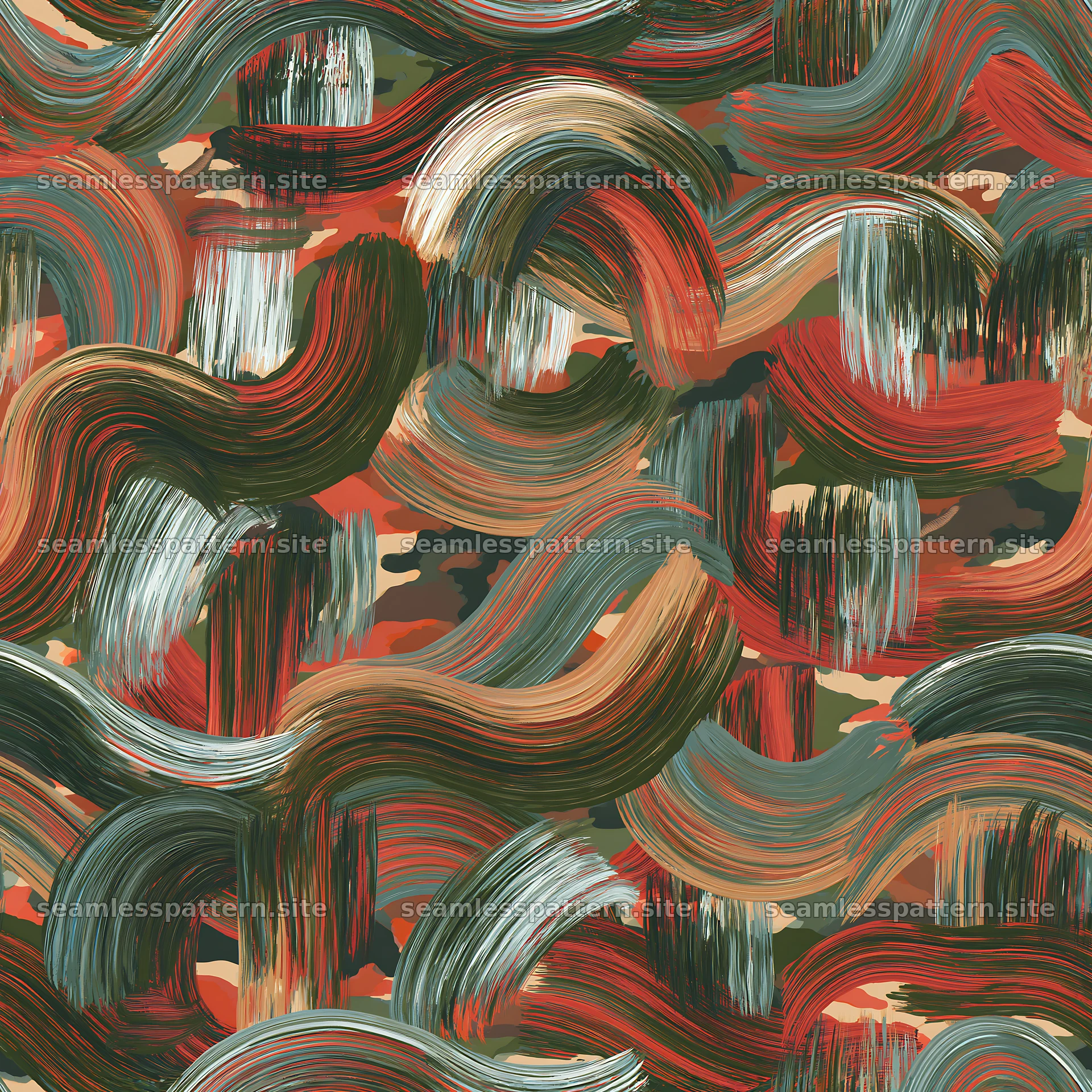 Seamless camouflage brushstroke pattern for textile design